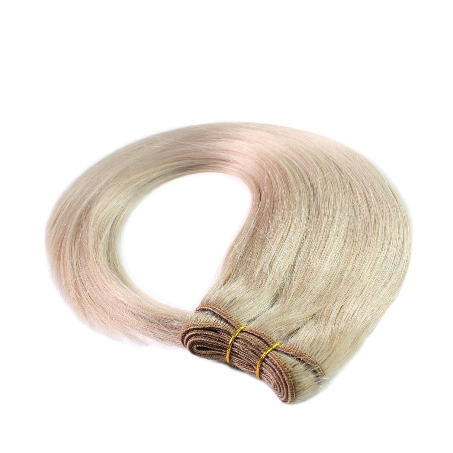 hair2heart Echthaar-Extension Echthaartresse #10/1 Glatte Hell-Lichtblond Asch 40cm
