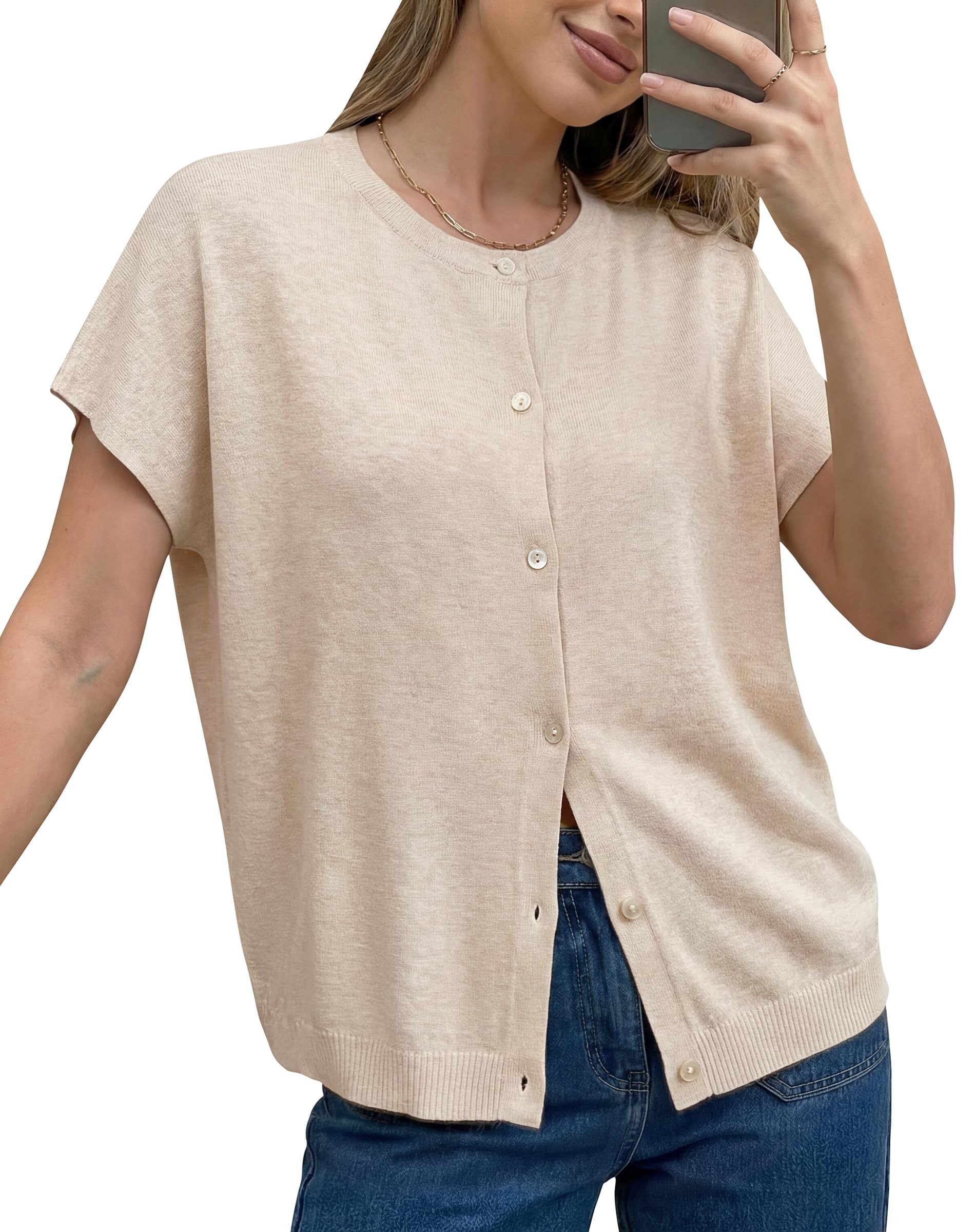 Arach&Cloz Kurzarmpullover Damen, Oversized, Basic Shirt (1-tlg) Weiches leichtes Basic für den Alltag