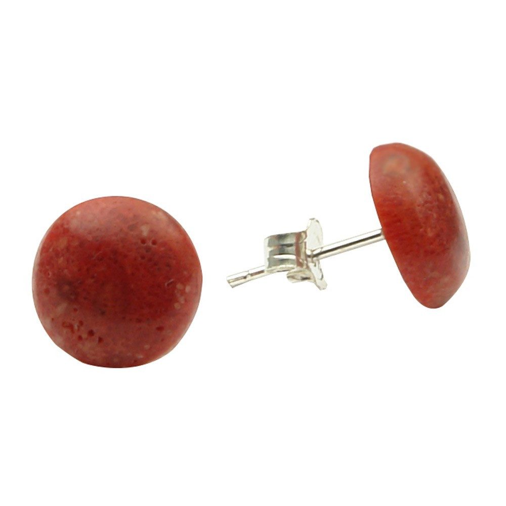 Paar Ohrstecker Ohrstecker aus Schaumkoralle 10mm & 925 Silber