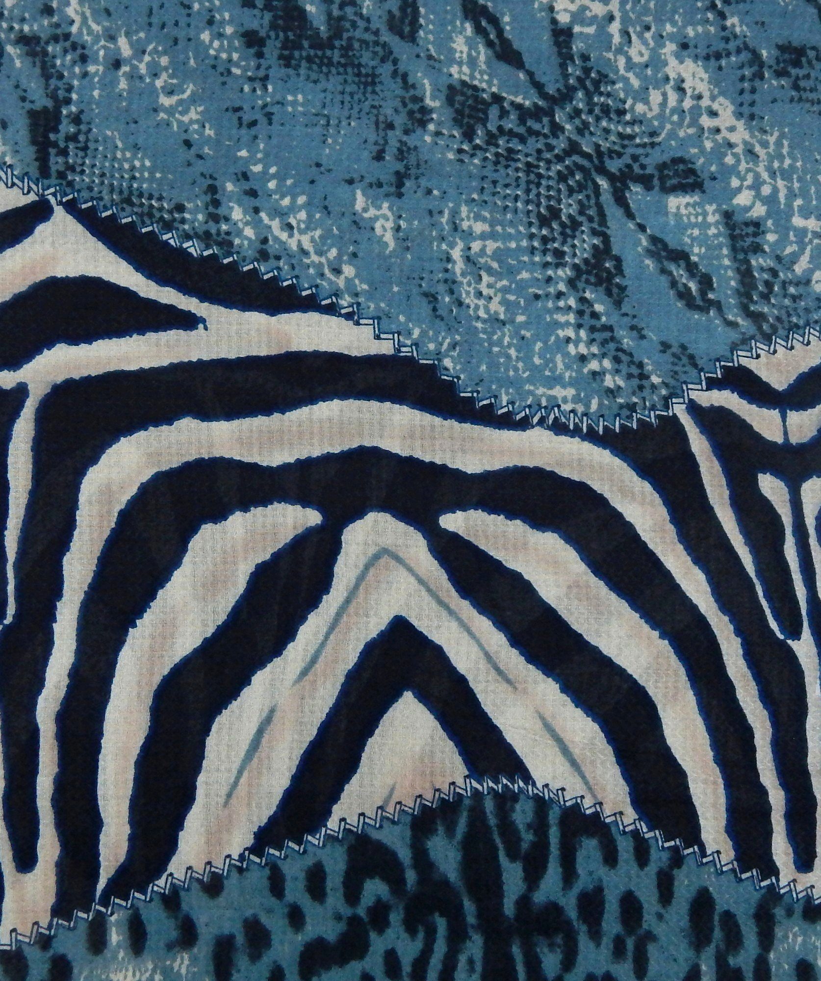 Blau im Print Animal weicher Ella Viskose Modeschal, breiter Jonte Damenschal