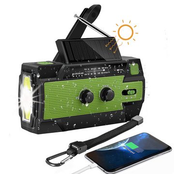 Uniquebella Solarradio, Handkurbel, 4000mAh Akku, mit LED-Leuchte Notfallradio (Power Bank für Handy, LED Taschenlampe, Leselampe, SOS Warnung, AM/FM Radio, wasserdicht, tragbar)