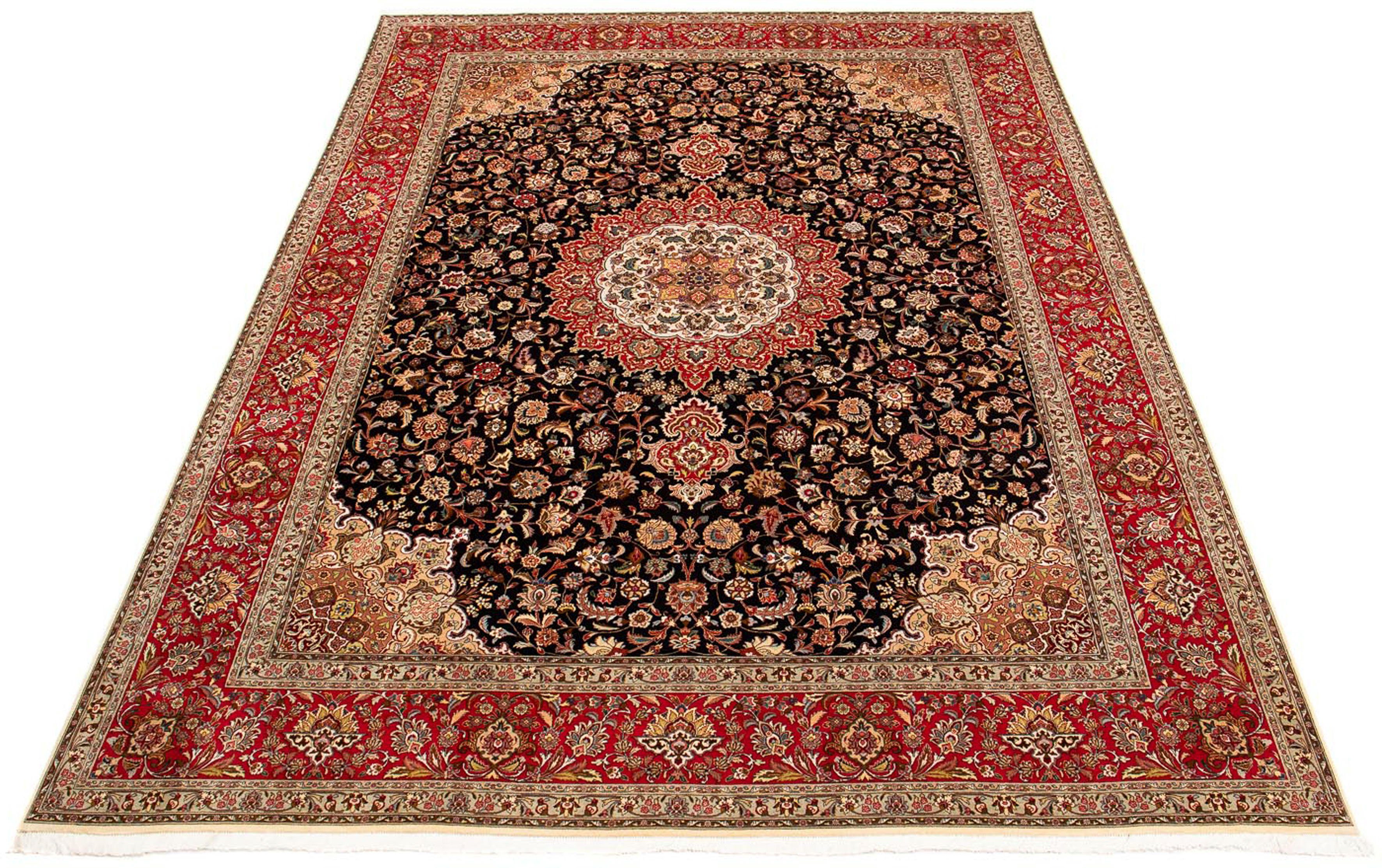 Orientteppich Täbriz - 393 x 300 cm - hellrot, morgenland, rechteckig, Höhe: 10 mm, Wohnzimmer, Handgeknüpft, Einzelstück mit Zertifikat | Kurzflor-Teppiche