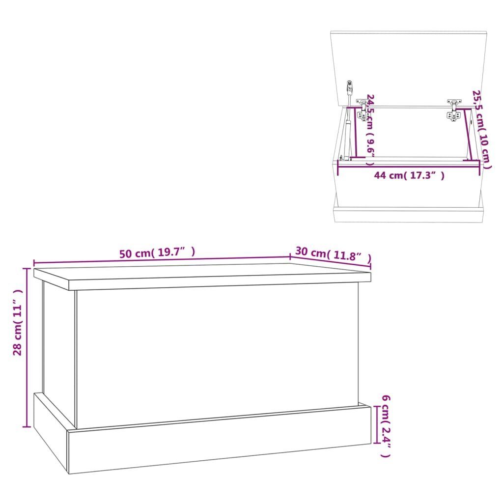 (1 Truhe Grau Sonoma vidaXL Aufbewahrungsbox Holzwerkstoff cm 50x30x28 St)