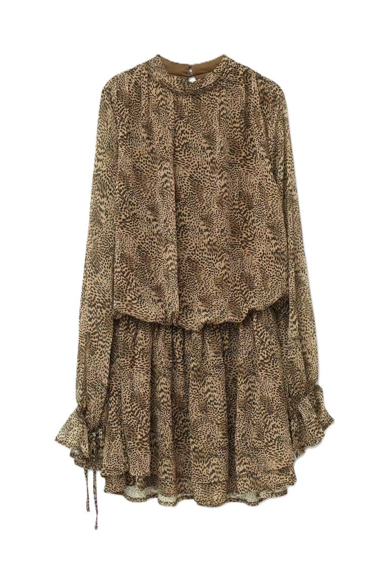 Gina Tricot Cocktailkleid Chiffon dress - Leopardenmuster Kleid - Damen Cocktailkleid