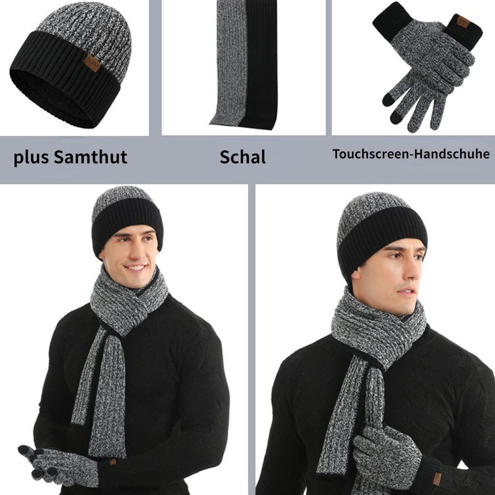 Blusmart Mütze & Schal Farbblock-Strickschal, Mütze, Handschuhe (Unisex win günstig online kaufen