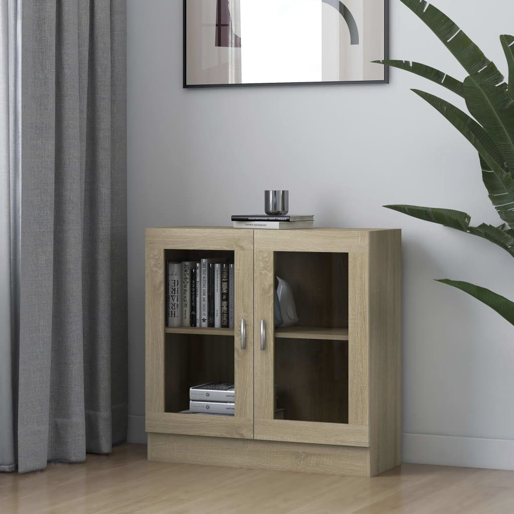 furnicato Vitrine Vitrinenschrank Sonoma-Eiche 82,5x30,5x80 cm Holzwerkstof günstig online kaufen