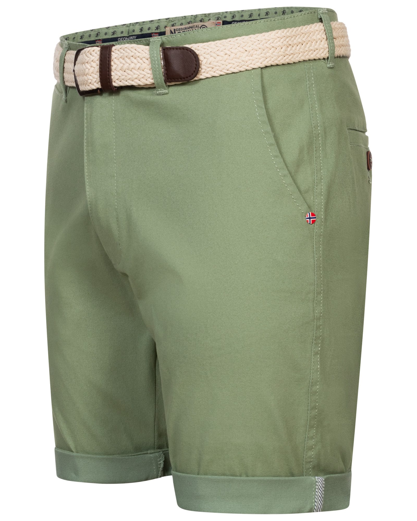 Geographical Norway Bermudas Chino Shorts kurze Hose Bermuda Knielang Stoff bequem mit Gürtel short – Bild 4 von 5
