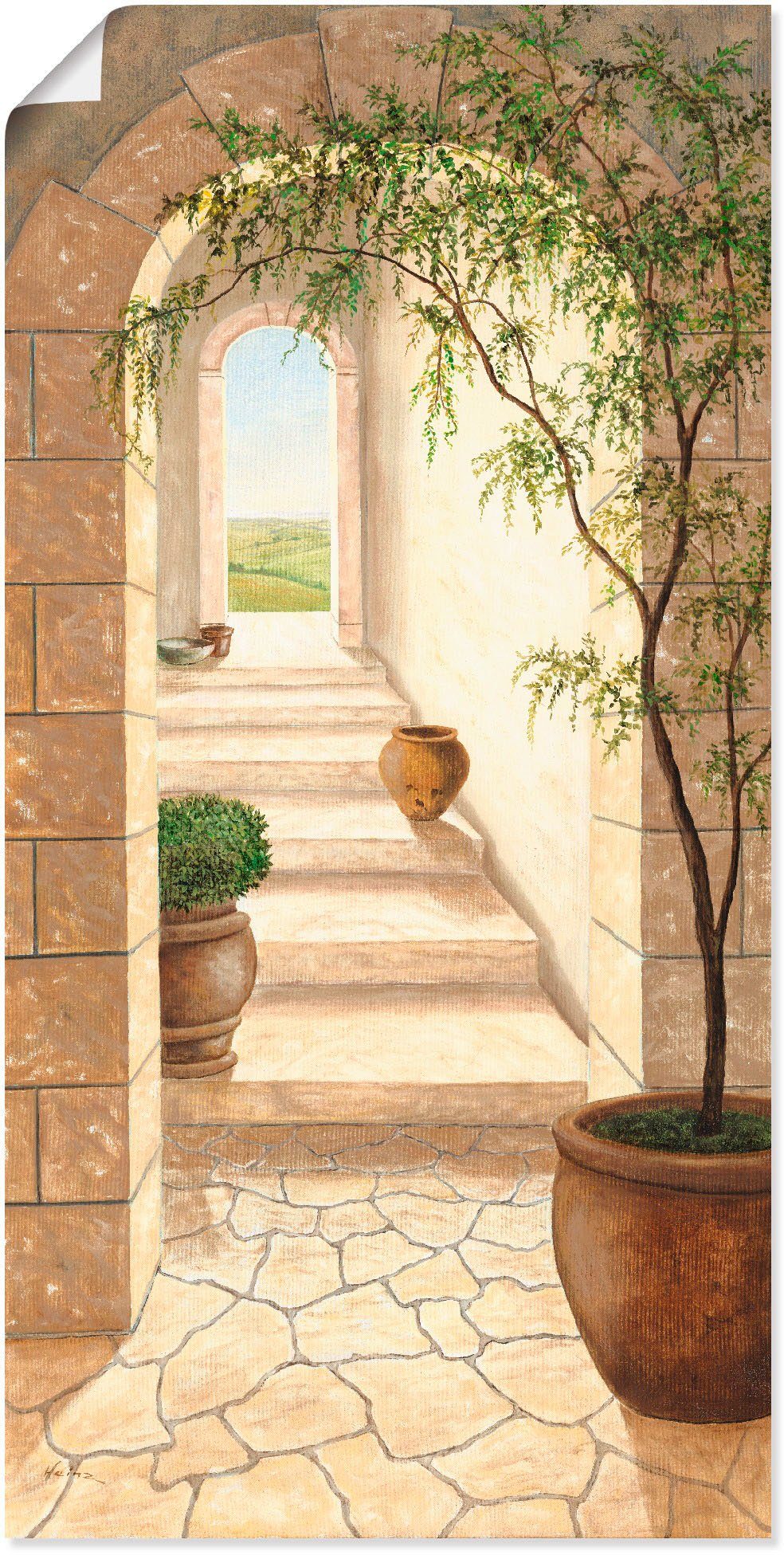 Wandbild als Fenster Durchgang, St), oder Toskanischer versch. (1 Poster Leinwandbild, Artland Türen & Wandaufkleber Alubild, in Größen