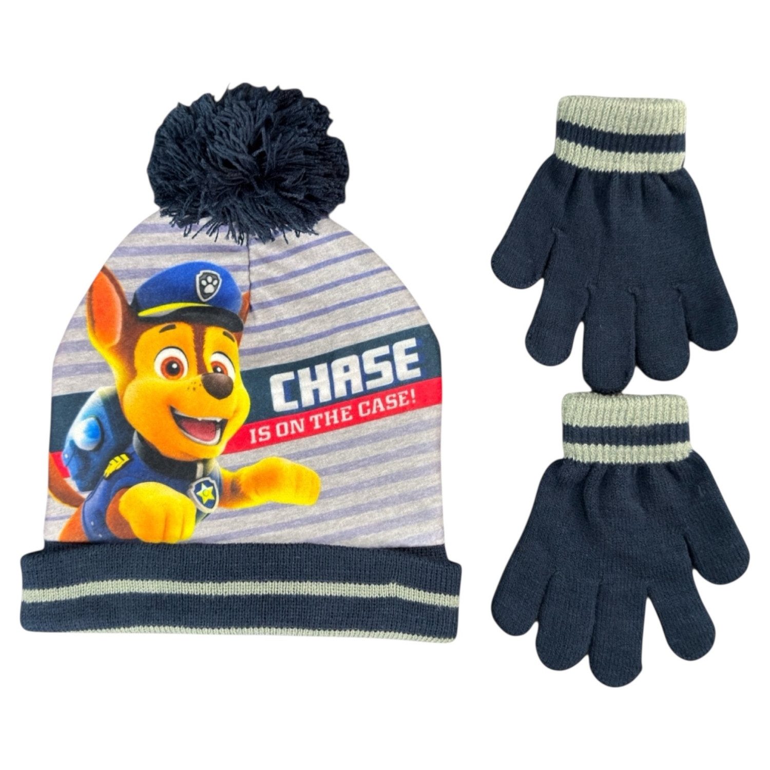 PAW PATROL Bommelmütze Kinder Wintermütze Set Gr. 51/54 cm Bommel-Mütze und Рукавички (Spar-Set)