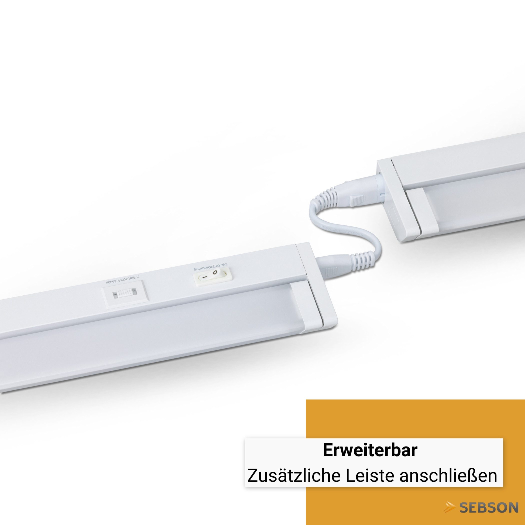 SEBSON Aufbauleuchte LED Unterbauleuchte 80cm - dimmbar, 3 Lichtfarben, schwenkbar, Stecker, Programmierbar: Warmweiß, Neutralweiß, Kaltweiß, Programmierbar: wa – Bild 5 von 5