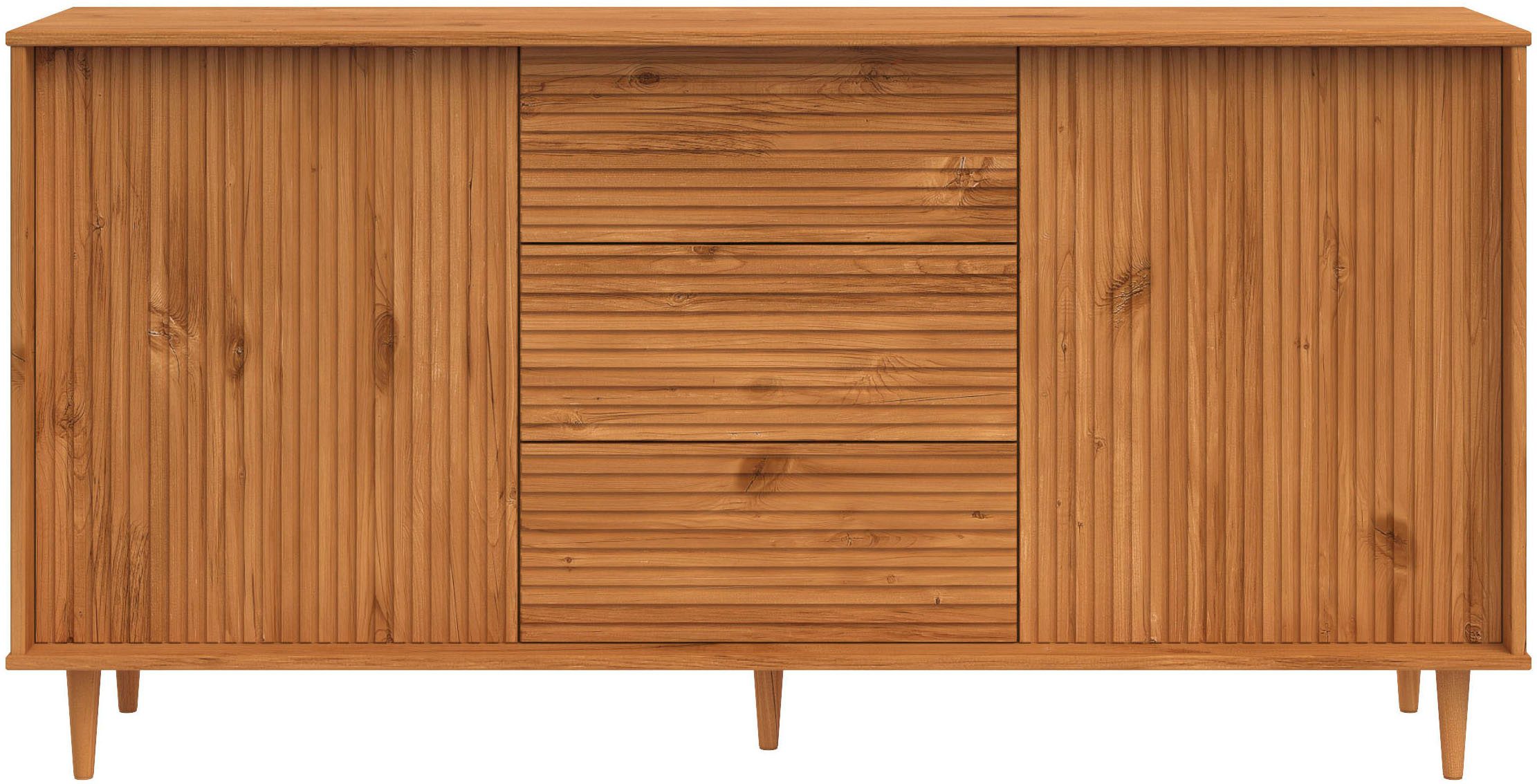 OTTO home Sideboard Malmedy Front mit gefrästen Rillen, Kommode aus massivem Kiefernholz, Push-to-open, Breite 160 cm. Reduzierter Preis € 449,99. Unverbindliche Preisempfehlung € 799,99