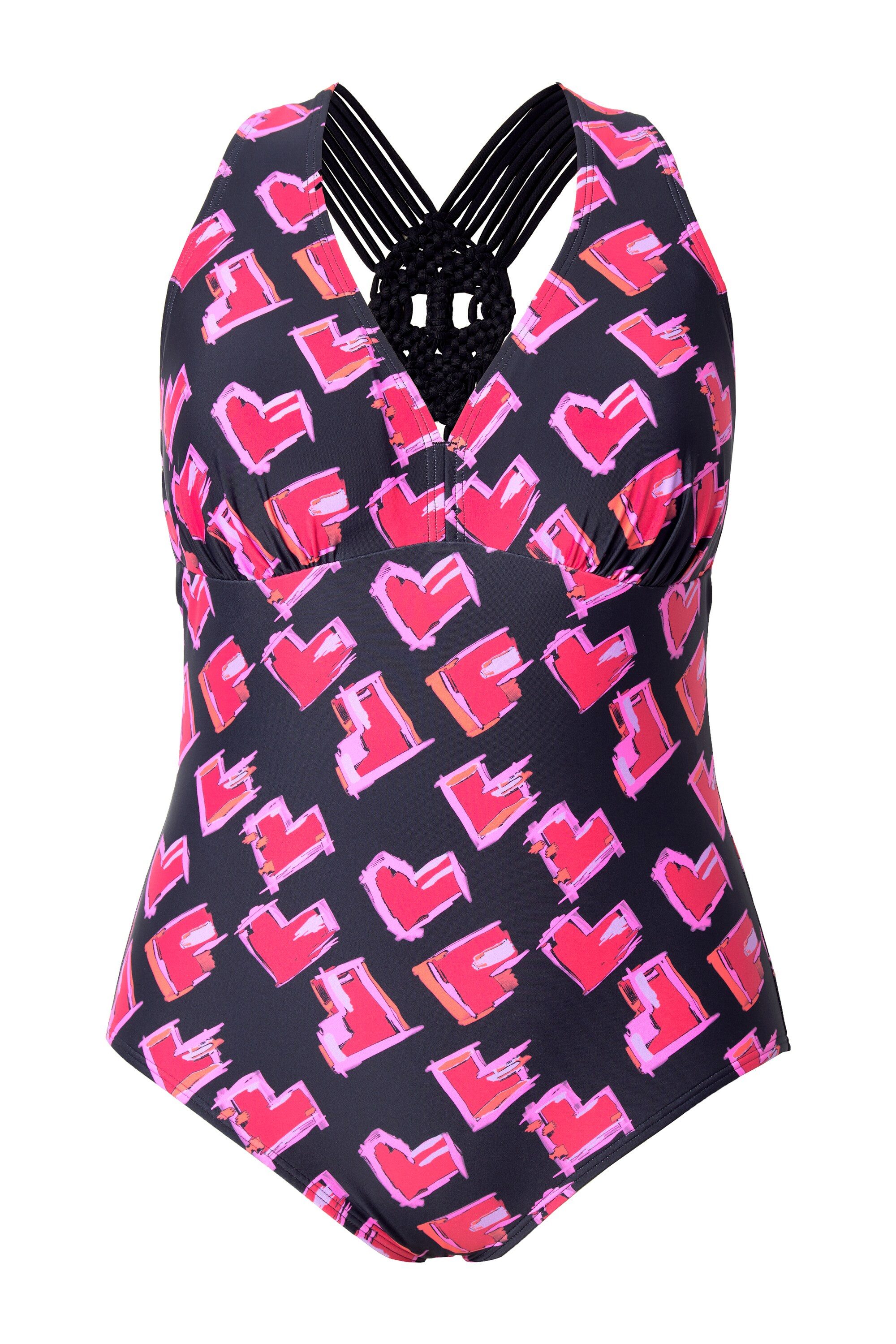 Ulla Popken Badeanzug Badeanzug Herzen Makramee-Träger Softcups recycelt günstig online kaufen