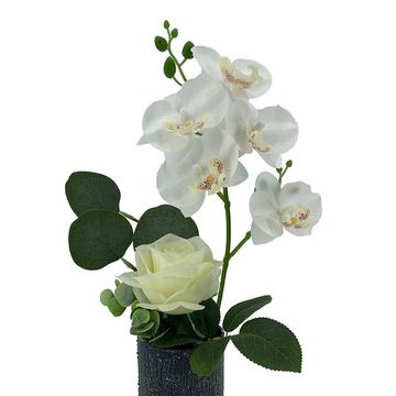 Kunstblume Kunstblume weiße Orchidee in Vase Leilani Orchidee, NTK-Collection, Höhe 37 cm, Kunstpflanze Dekoration Orchidee
