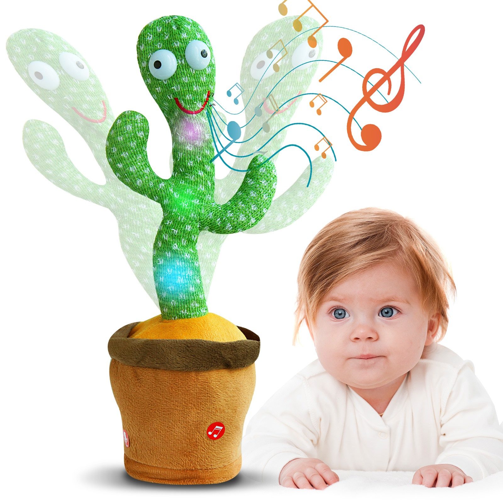 Dilara Kuscheltier Tanzender & Singender Kaktus Musik & LED Beleuchtung u. Sprachaufnahme, Interaktiv & fröhlich – Ein Highlight für Kinder