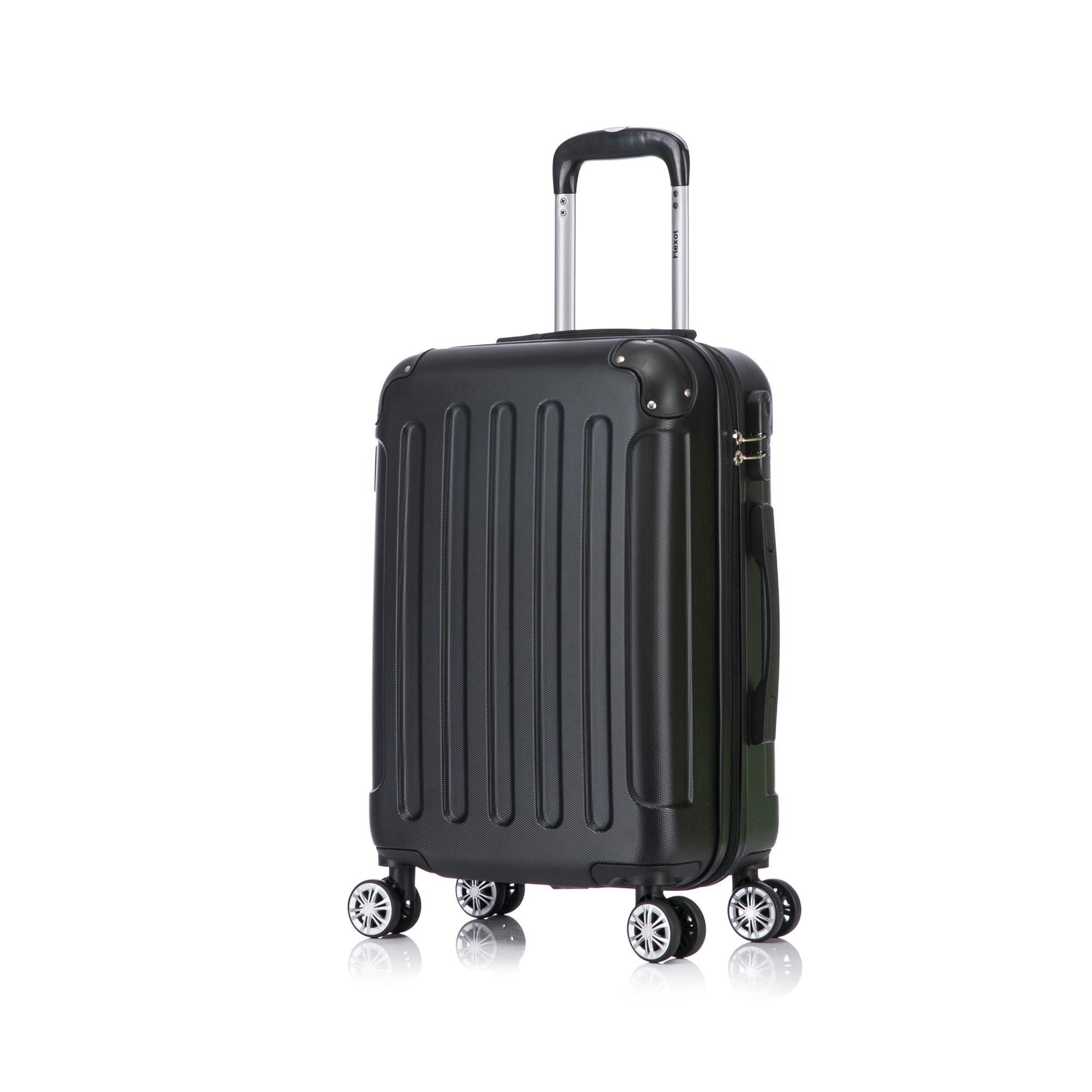 Flexot Hartschalen-Trolley F-2045 Kofferset, 360° Rollen, robuster Reisekoffer, Bordcase, 4 Rollen, Robuster und moderner Koffer mit vier 360° Rollen und Zahlenschloss