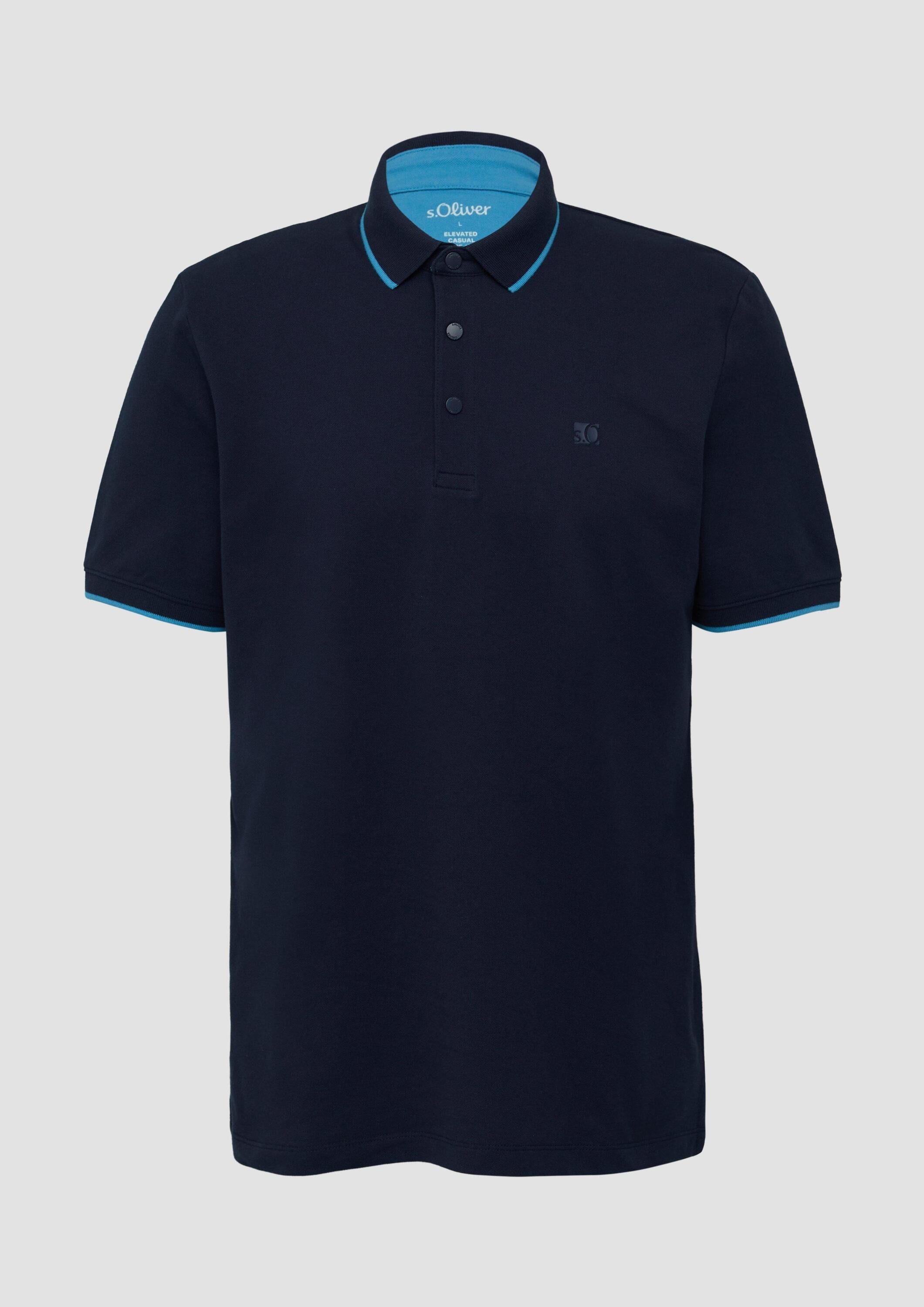 s.Oliver Kurzarmshirt Polo-Shirt Sportives Piqué-Poloshirt mit Kontrast-Details