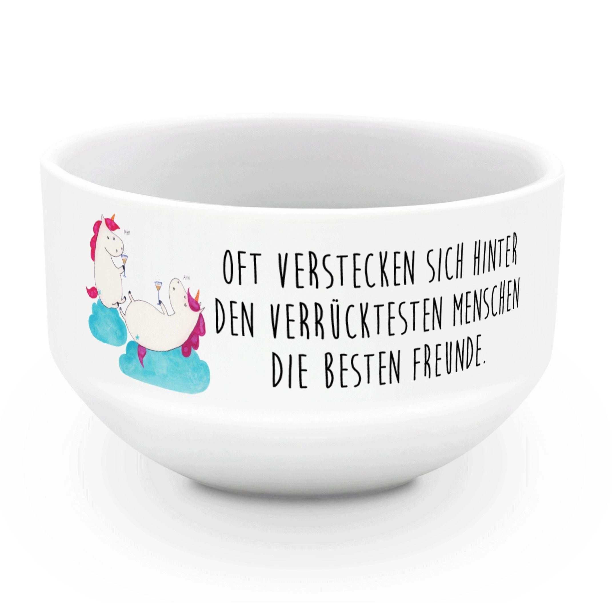 Mr. & Mrs. Panda Müslischale Einhorn Sekt - Weiß - Geschenk, Pegasus, Salatschüssel, Keramik Schüs, Keramik, (1-tlg), Design & Qualität