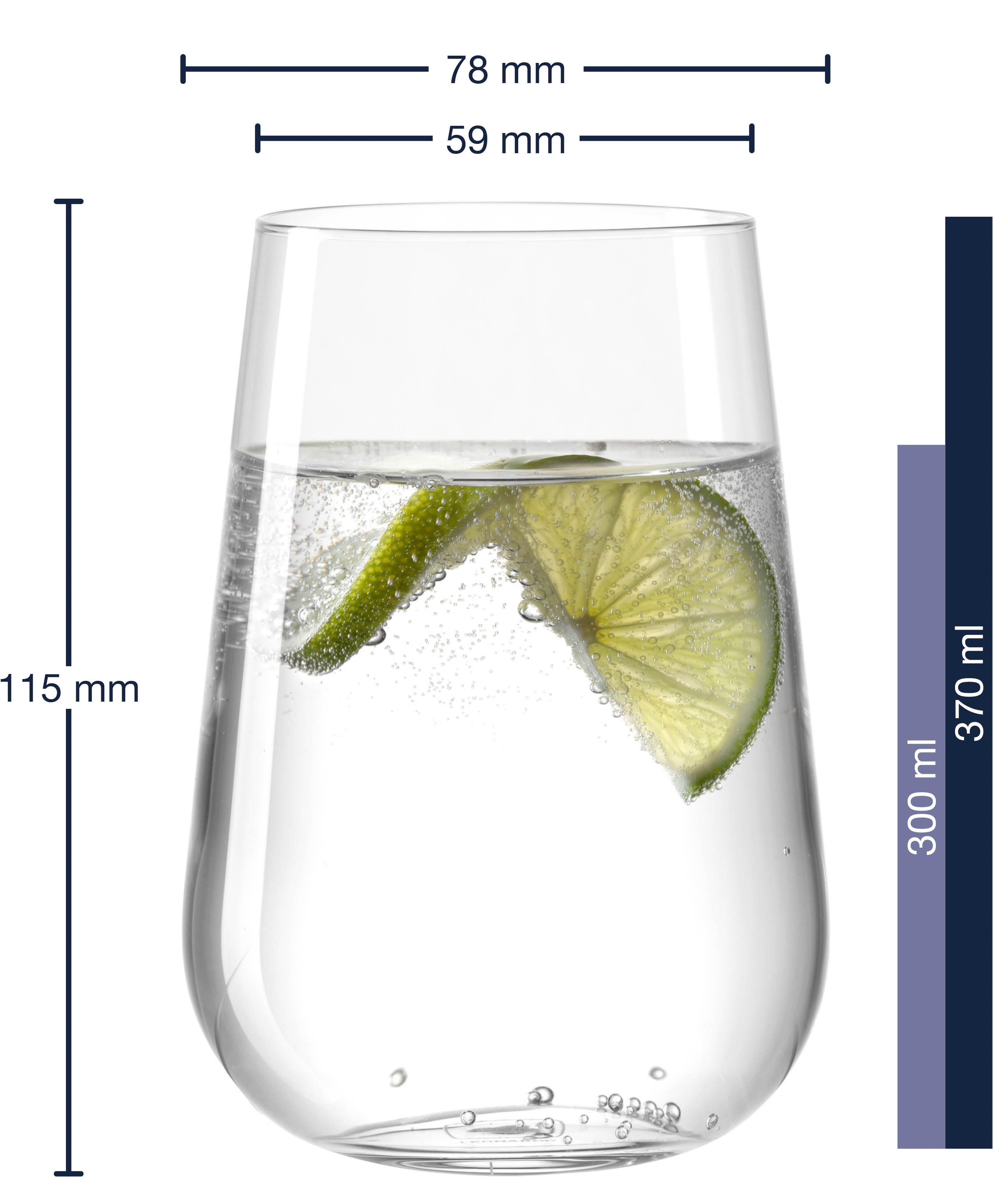 LEONARDO Gläser-Set Trinkglas PALADINO, 370 ml, 6er-Set, 6-tlg., Kristallglas, spülmaschinengeeignet