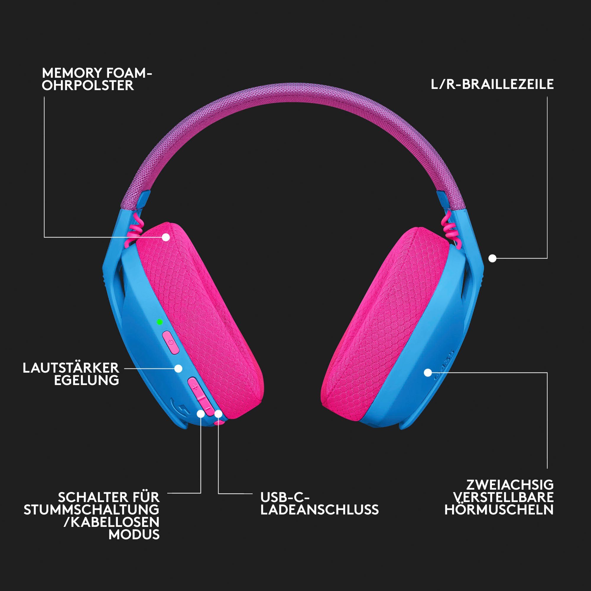 Atmos, LIGHTSPEED Wireless-Headset Logitech G435 PS4, Dolby PS5) G (Bluetooth,18h Akku, blau PC,