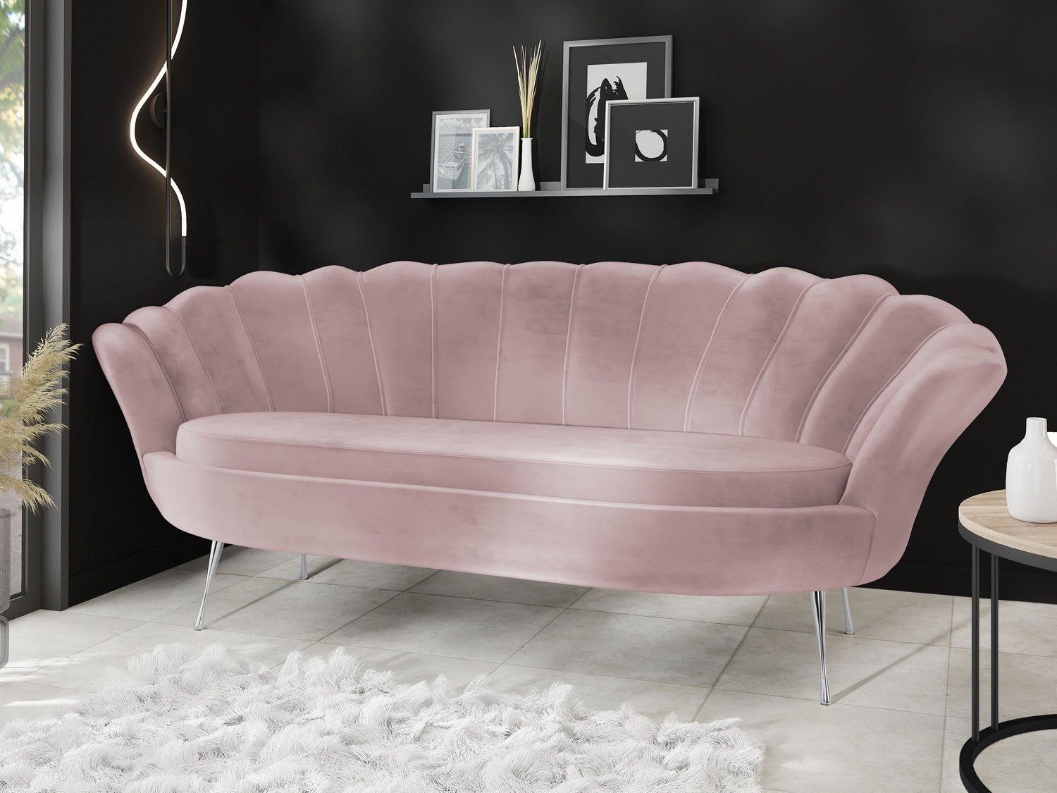 WFL GROUP Sofa Muschel, Samt 3-Sitzer günstig online kaufen