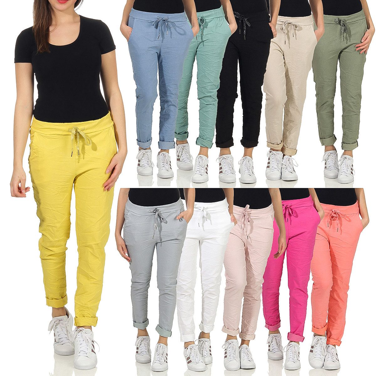 CLEO STYLE Stoffhose Damen Jogginghose 88 Grün
