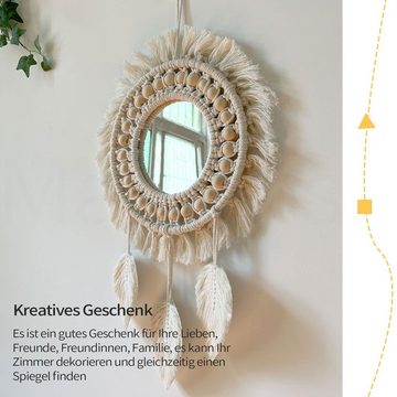 MAGICSHE Wandspiegel zum Aufhängen Boho-Fransen gewebter Dekorativer Spiegel