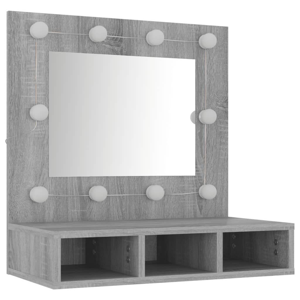 vidaXL Badezimmerspiegelschrank Spiegelschrank mit Sonoma (1-St) 60x31,5x62 Grau LED cm