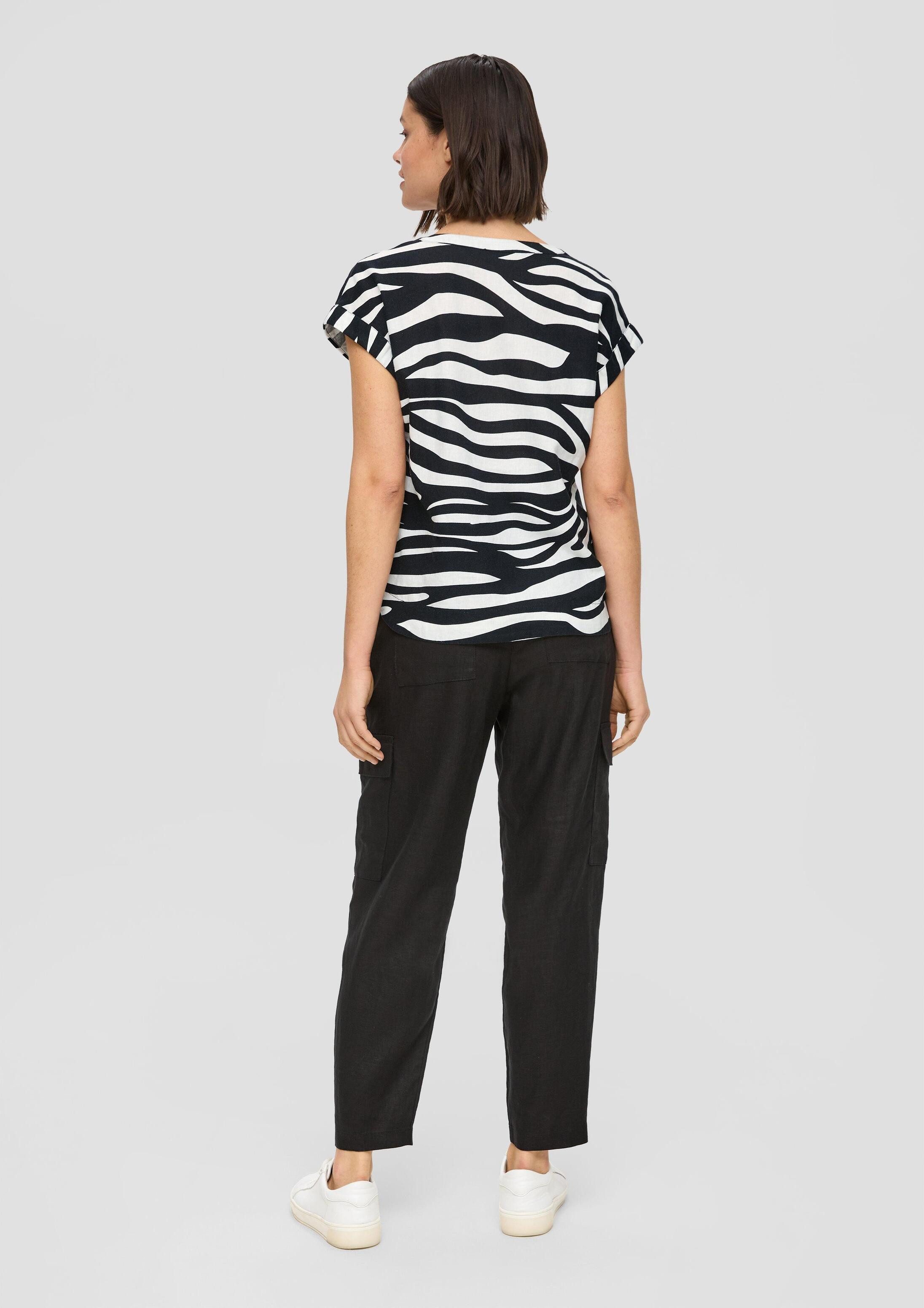 s.Oliver Kurzarmbluse Bluse Blusenshirt aus Leinenmix