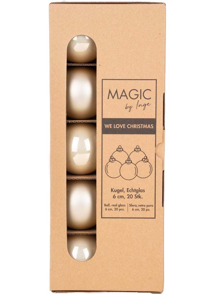 MAGIC by Inge Weihnachtsbaumkugel Weihnachtskugeln Champagne 20 Stk 6cm + Haken