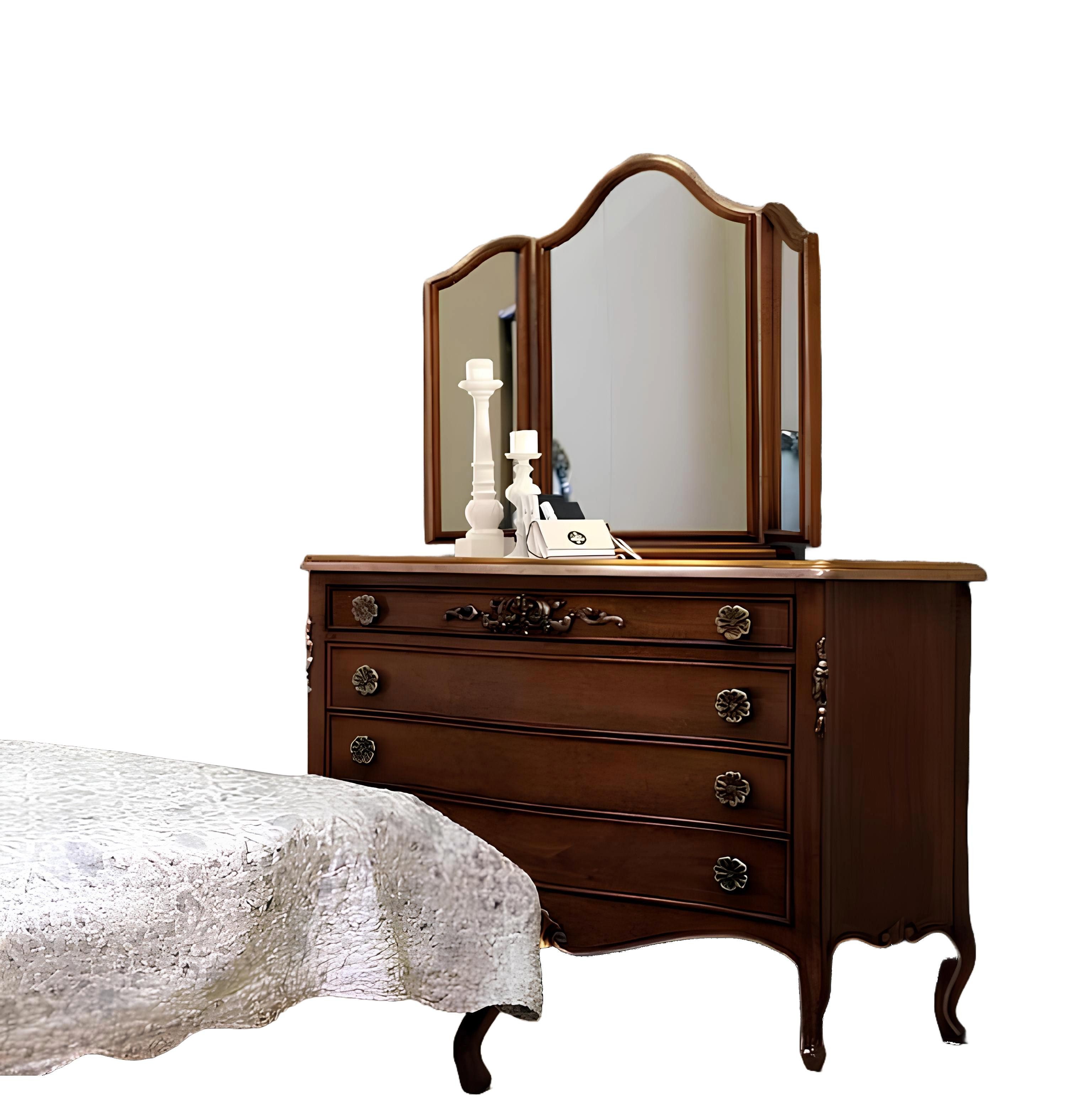 Xlmoebel Kommode Italienische Anrichte im Art-déco-Stil mit edlen Verzierungen (1 St., 2tlg. Schlafzimmer Set (Kommode + Spiegel), Hergestellt in Europa