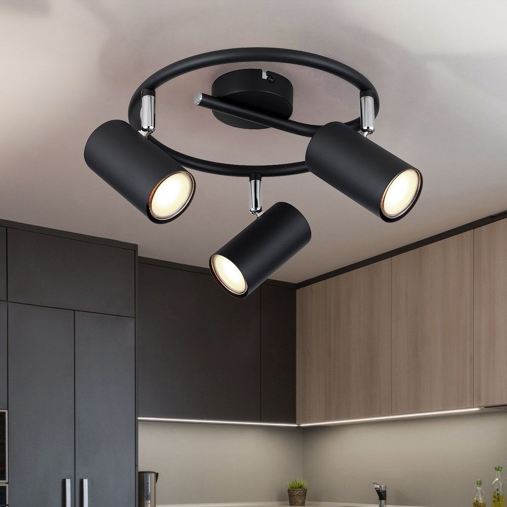 GLOBO LIGHTING Deckenstrahler, Leuchtmittel nicht inklusive, Deckenleuchte Spotrondell Spotlampe GU10 3-Flammig schwarz