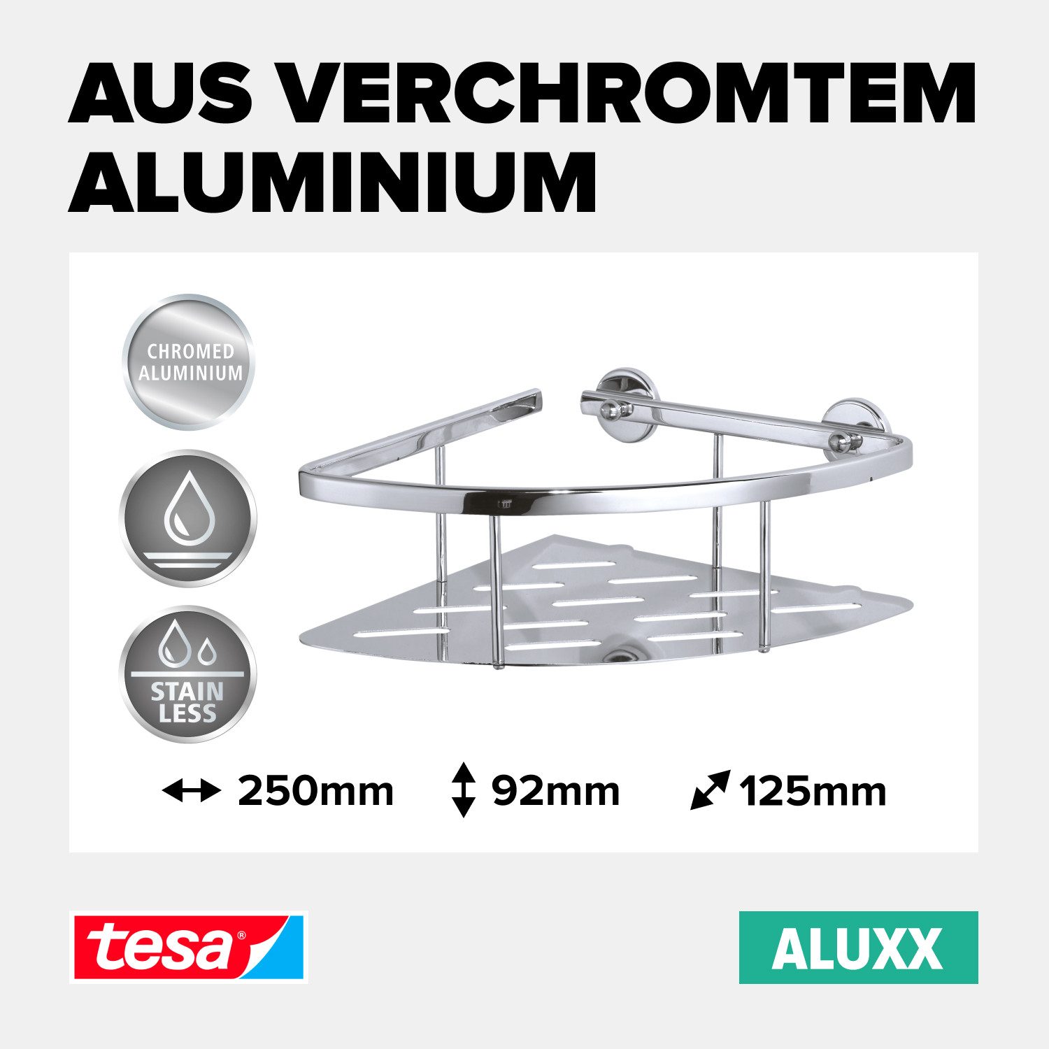 tesa Duschablage ALUXX Duscheckkorb ohne Bohren - 9,2 cm : 25,0 cm : 12,5 c günstig online kaufen