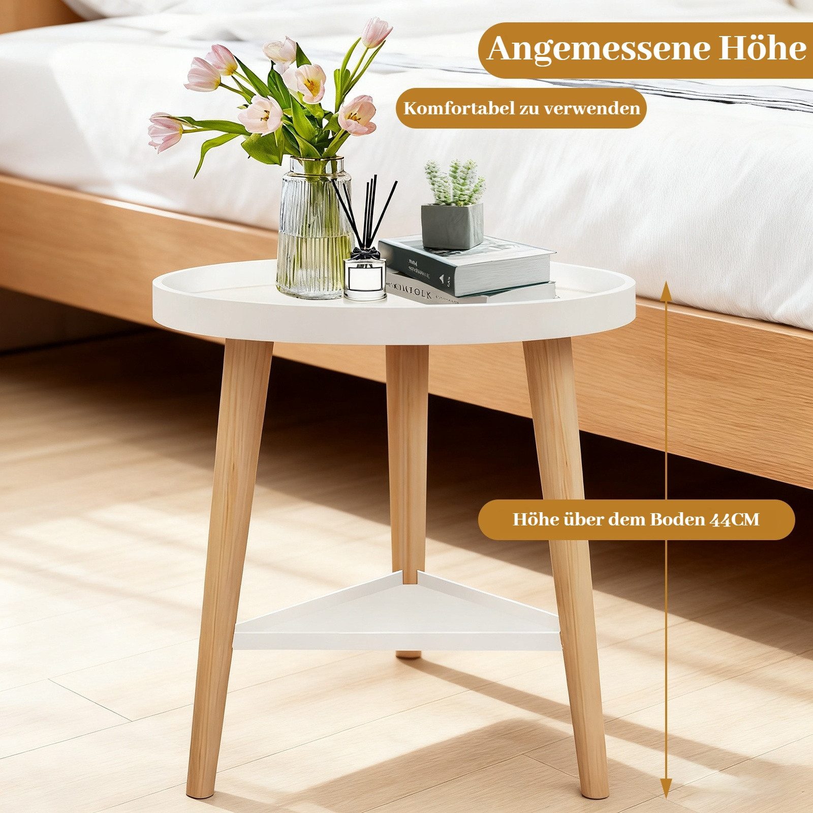 BlingBin Beistelltisch klein Rund Couchtisch Sofatisch Nachttisch mit 2 Abl günstig online kaufen