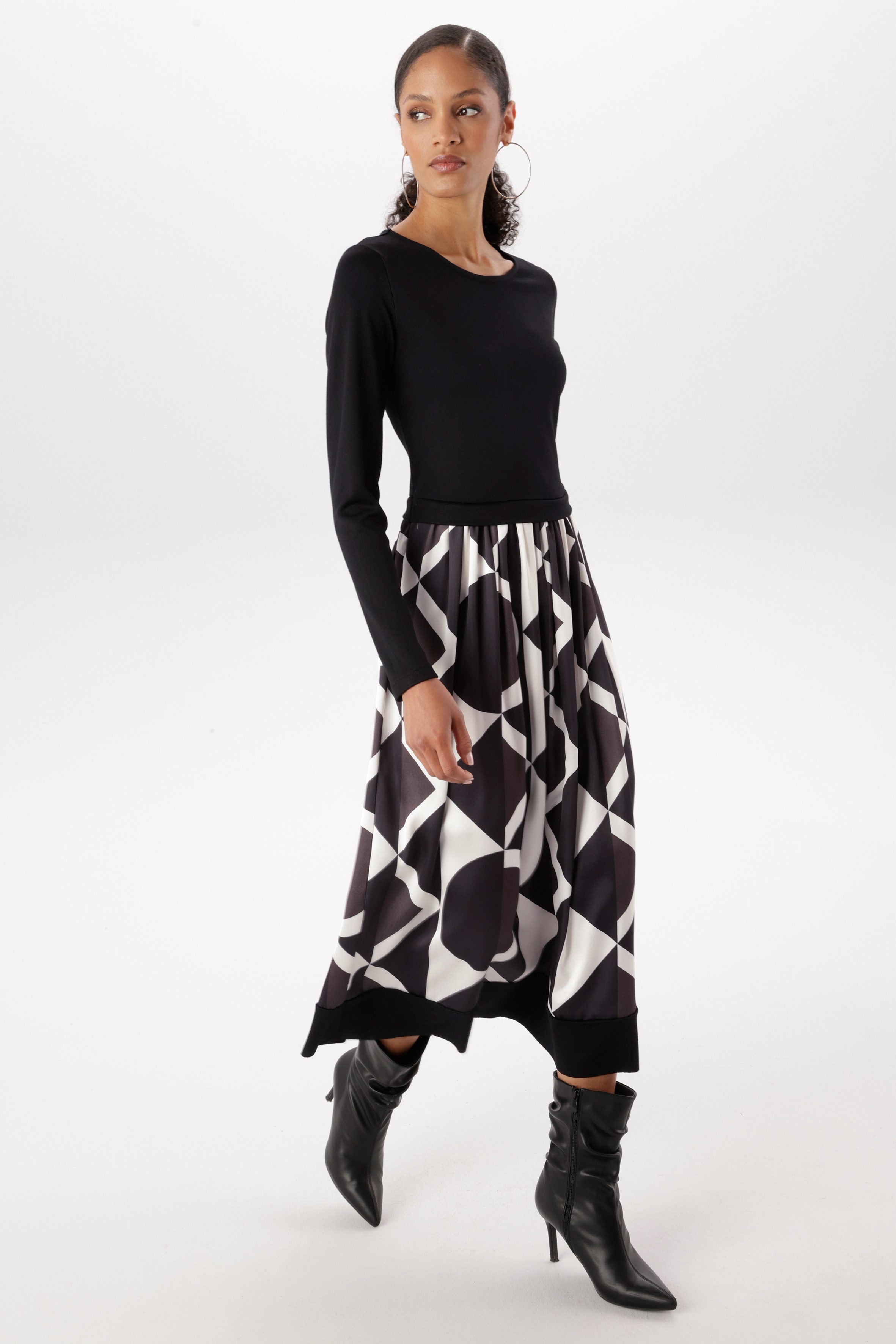 Aniston SELECTED Midikleid im Materialmix - NEUE KOLLEKTION