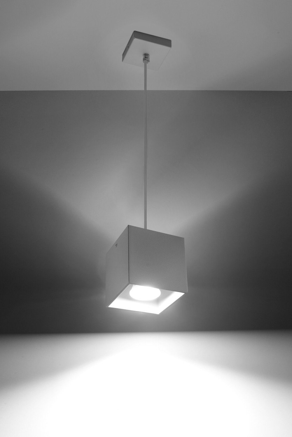 Hängeleuchte Metall Schirm Decke GEO, Weiß rechteckig Leuchtmittel, Pendelleuchte ohne Büro Flur Bauhaus Licht-Erlebnisse
