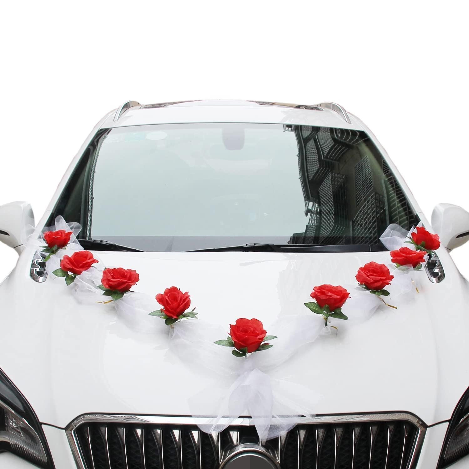 LuxusKollektion Girlande Hochzeitsauto Deko Girlande Rose Rot/Weiss