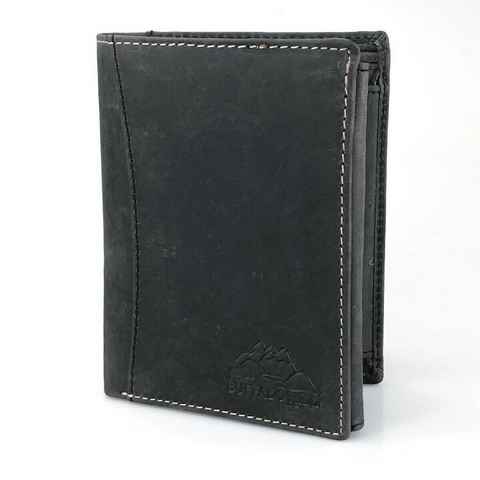 Buffalo Hill Geldbörse Büffelleder Portemonnaie, integrierter RFID-Schutz >BH-2395<, elegantes Wallet mit 8 Kartenfächern in Grau