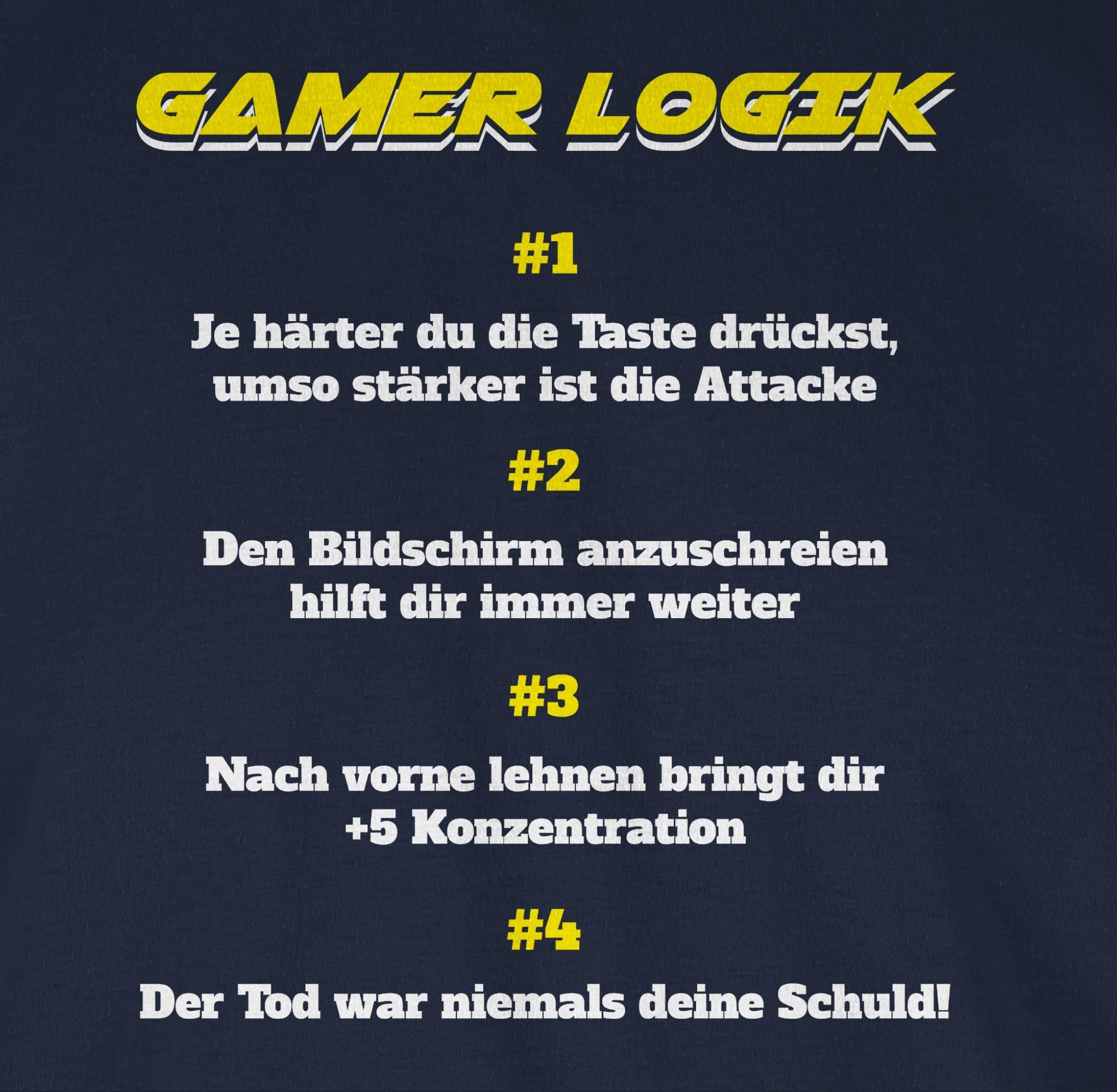 Shirtracer T-Shirt Logik Navy Nerd Blau Geschenke 2 Gamer