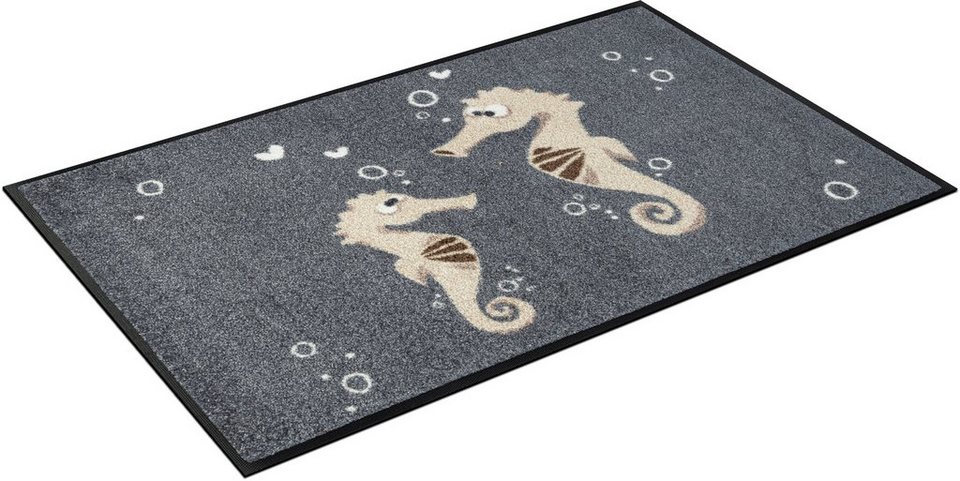 Fußmatte Seepferdchen Dodo & Ida, wash+dry by Kleen-Tex, rechteckig, Höhe: 7  mm, Schmutzfangmatte, rutschhemmend, In- und Outdoor geeignet, waschbar,  sehr flach, für Fußbodenheizung geeignet, rutschfest