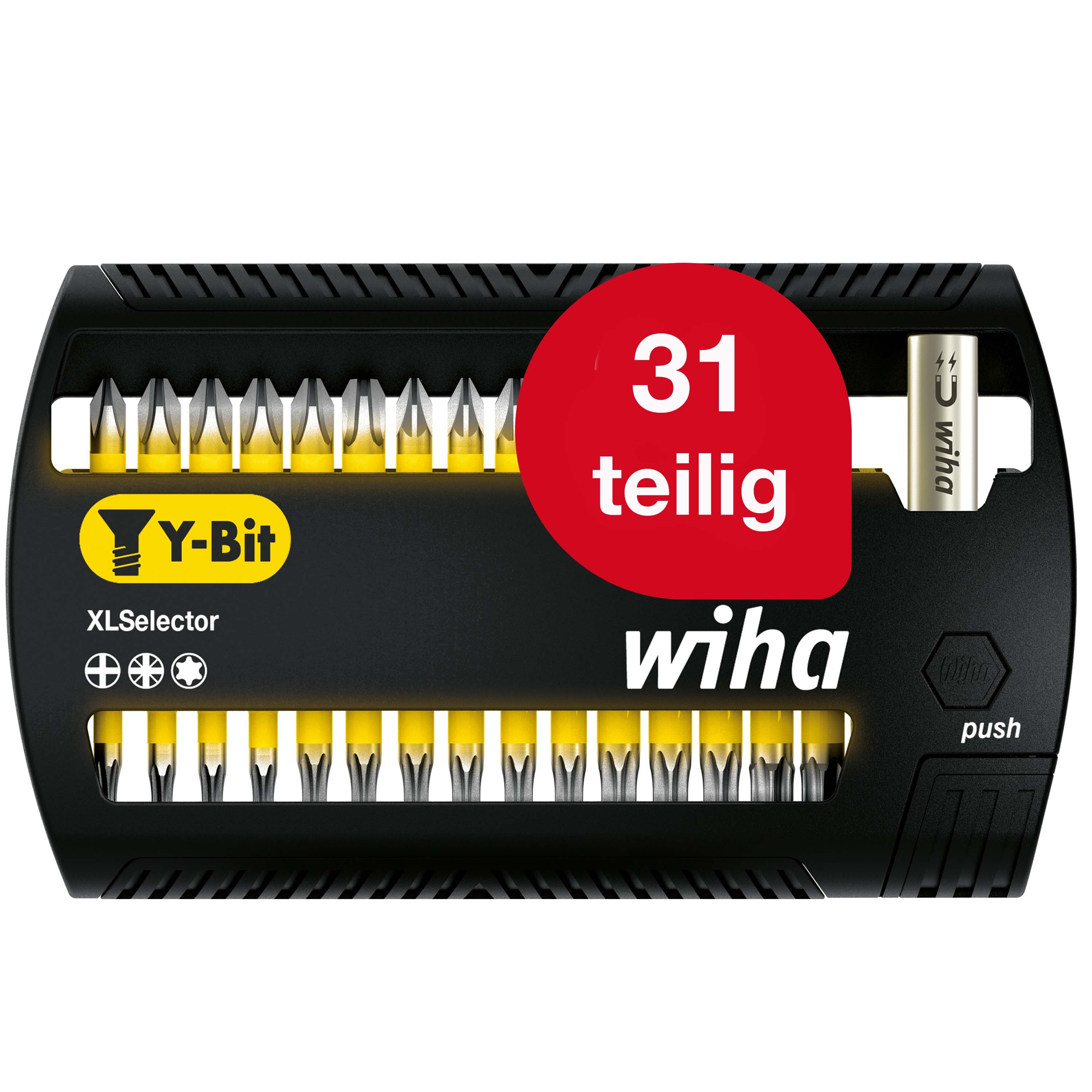 Wiha Bit-Set XLSelector (41832) - 32 tlg., Y-Bit 25 mm, PH, PZ, TORX 1/4" C6,3, magnetischer Bithalter