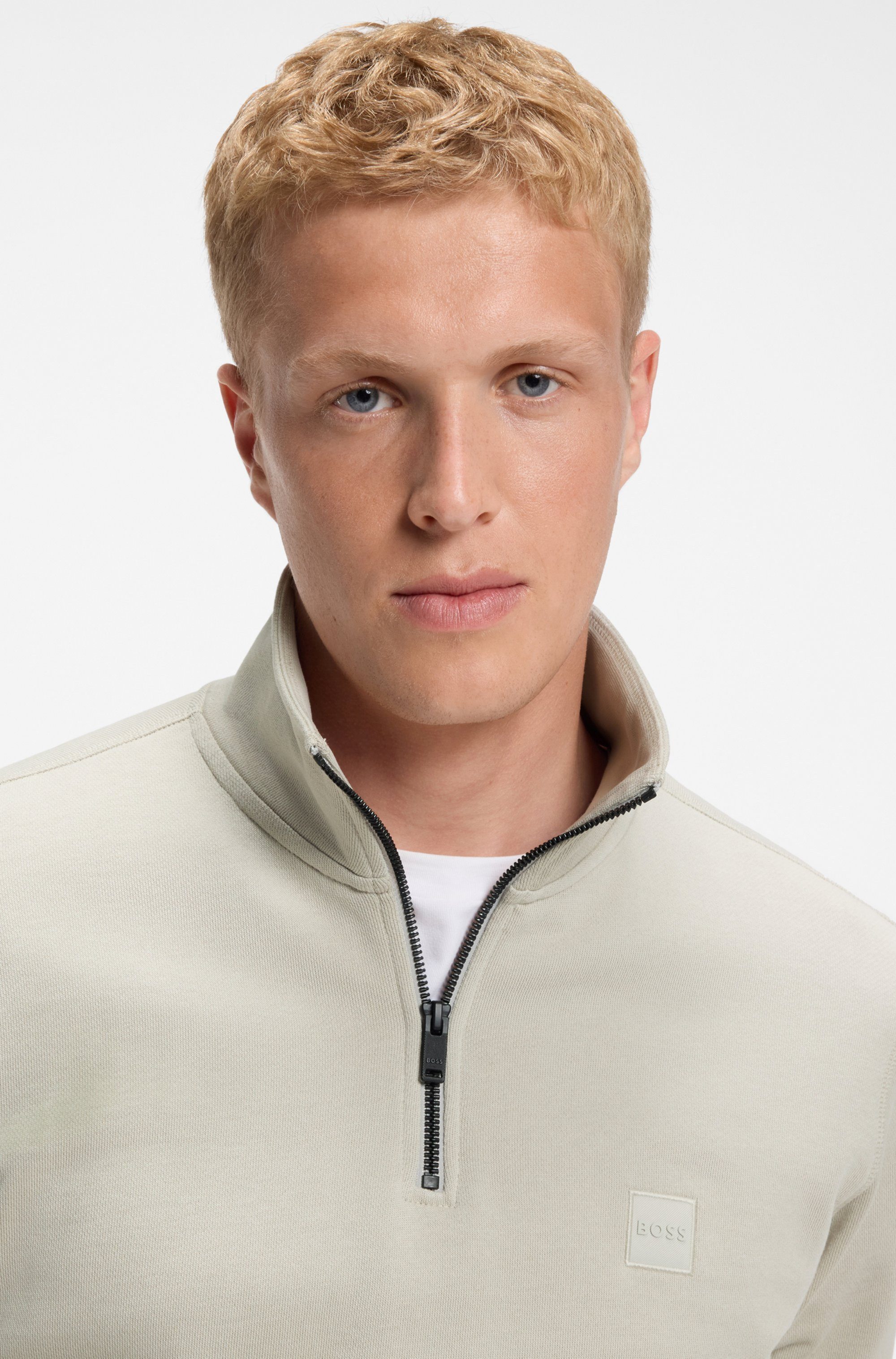 BOSS ORANGE Sweatshirt Zetrust (1-tlg) Troyerkragen mit Reißverschluss, Regular Fit, BOSS-Label