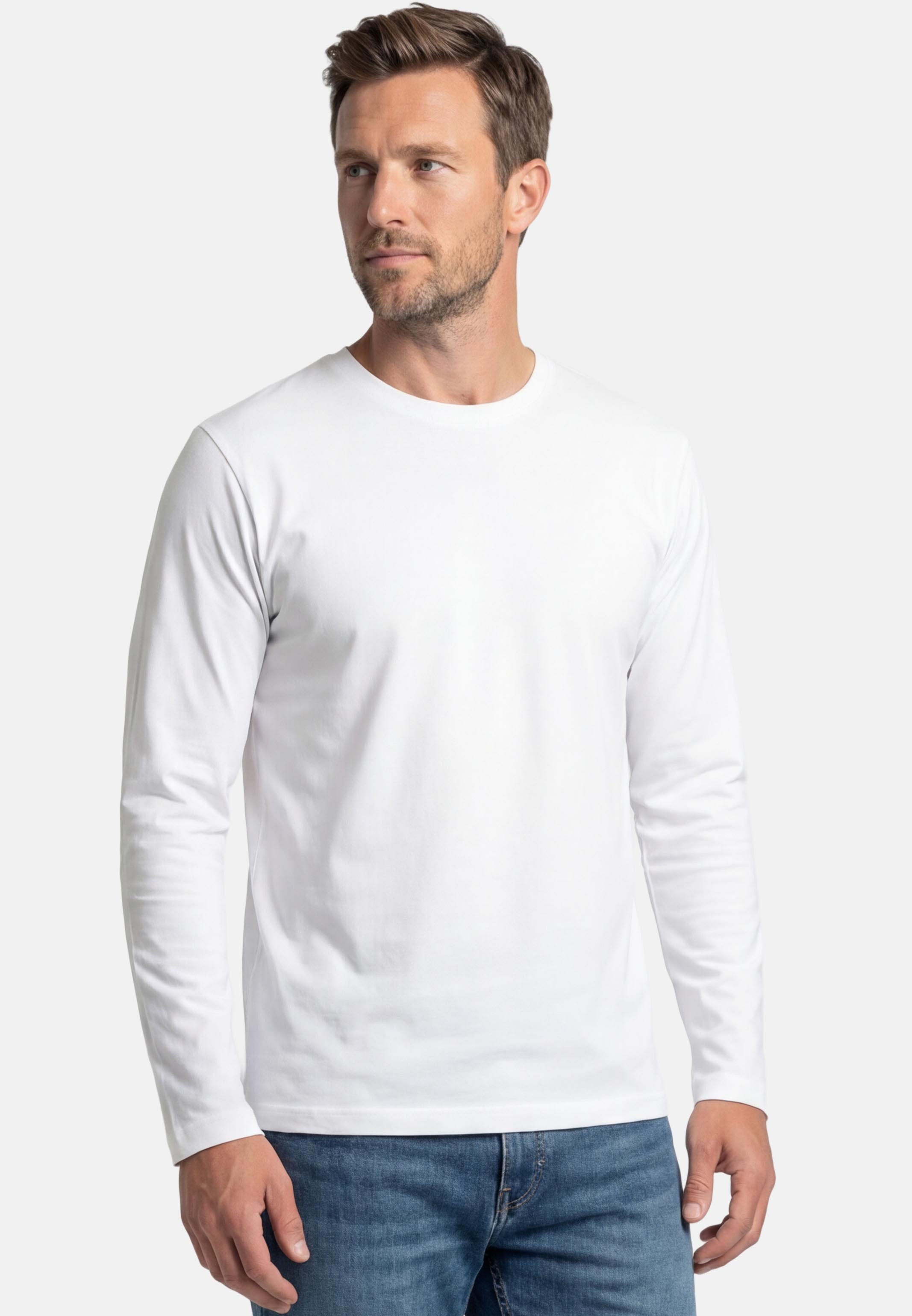 RAGMAN Langarmshirt 3er Pack Basic (Spar-Set, 3-tlg) Langarmshirt - Baumwolle - Atmungsaktiv - Gerader Schnitt mit Rundhals