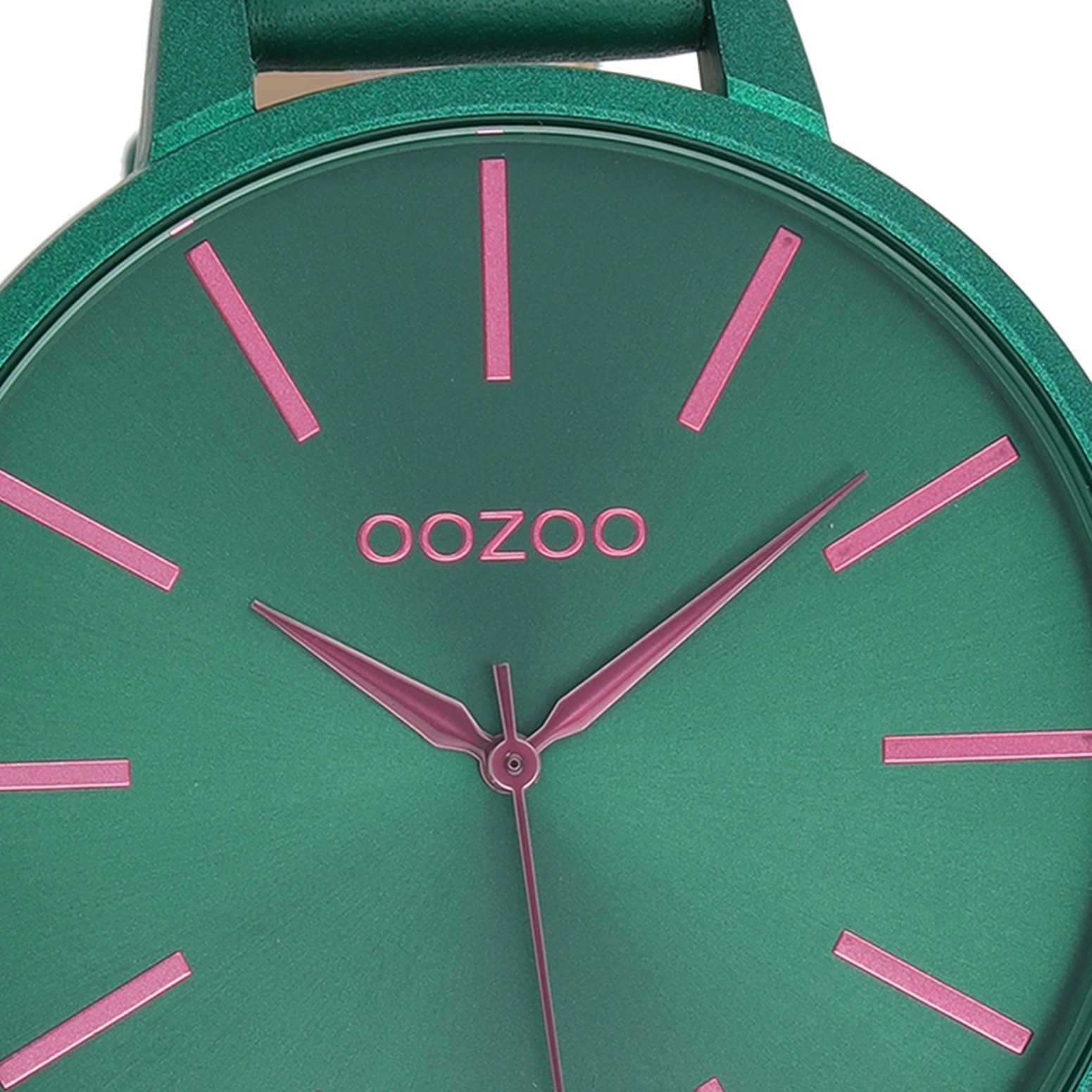 OOZOO Quarzuhr Oozoo Damen Armbanduhr OOZOO Timepieces, (Analoguhr), Damenuhr rund, extra groß (ca. 48mm) Lederarmband, Fashion-Style