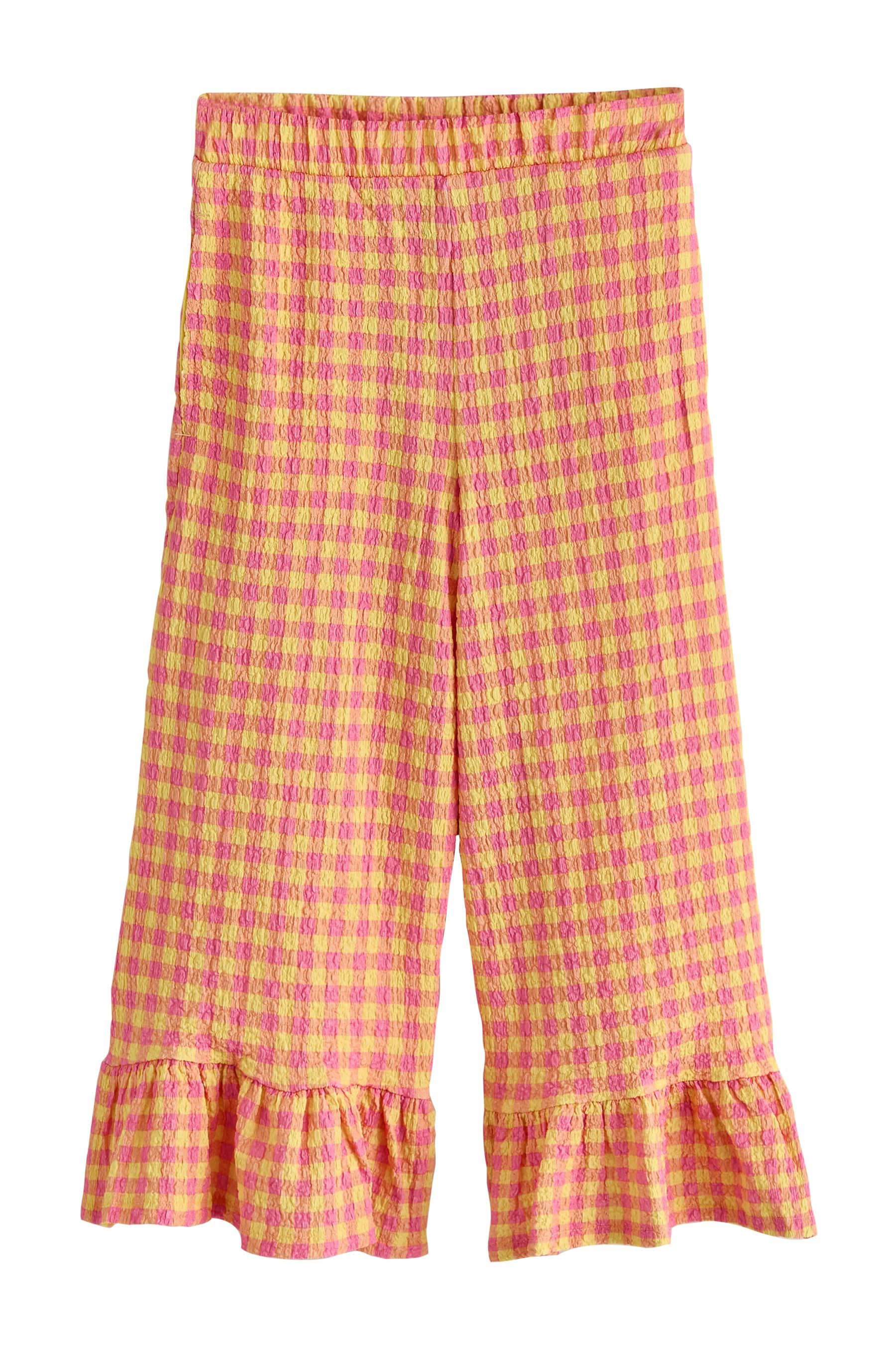 Jerseyhose Strukturierte Hose mit Rüschensaum