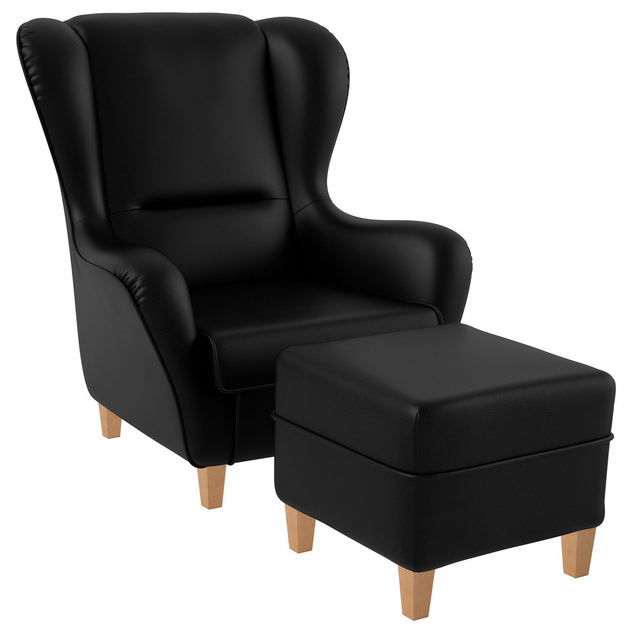 Supellex Кресла Sofia Relaxsessel mit Hocker Design Kunstleder Milano Schwarz