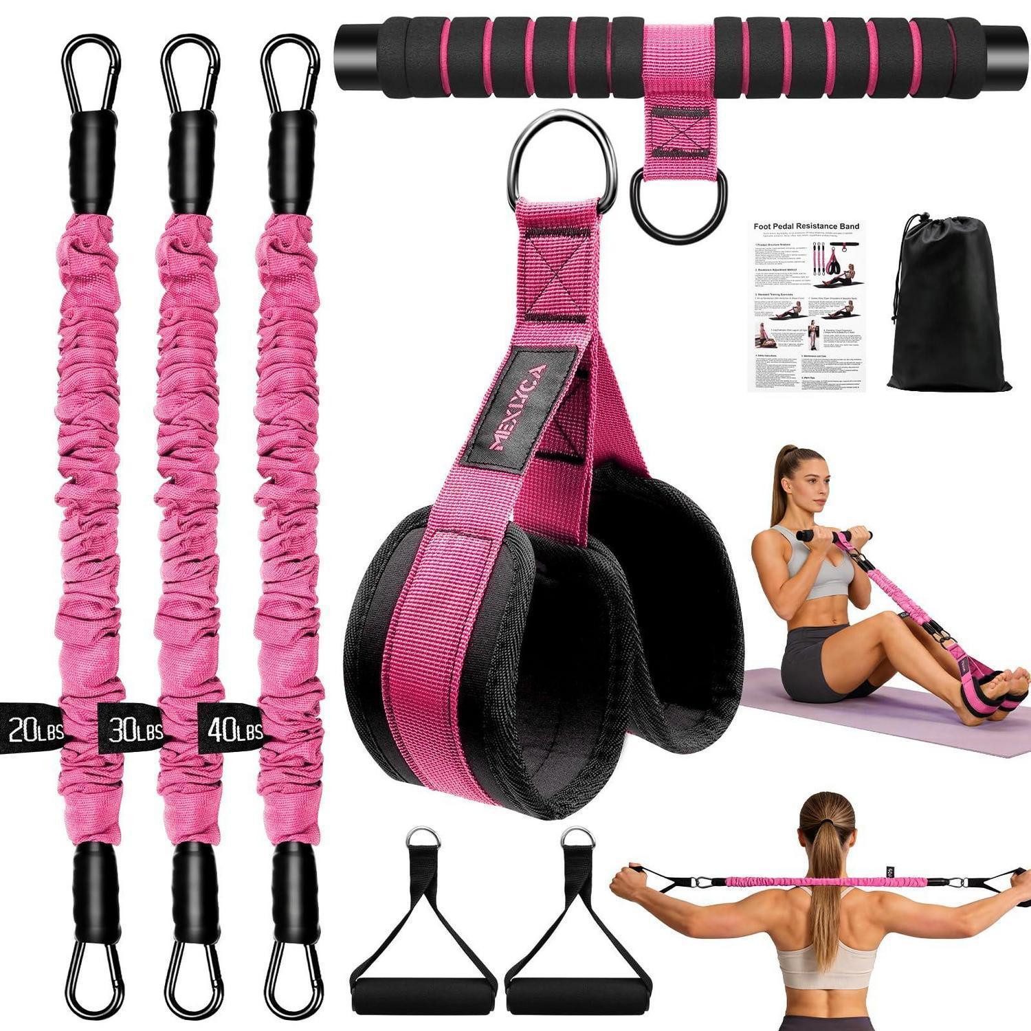 LuxusKollektion Trainingsband Fitness Pedal-Bands 3-stufig verstellbar Rosa