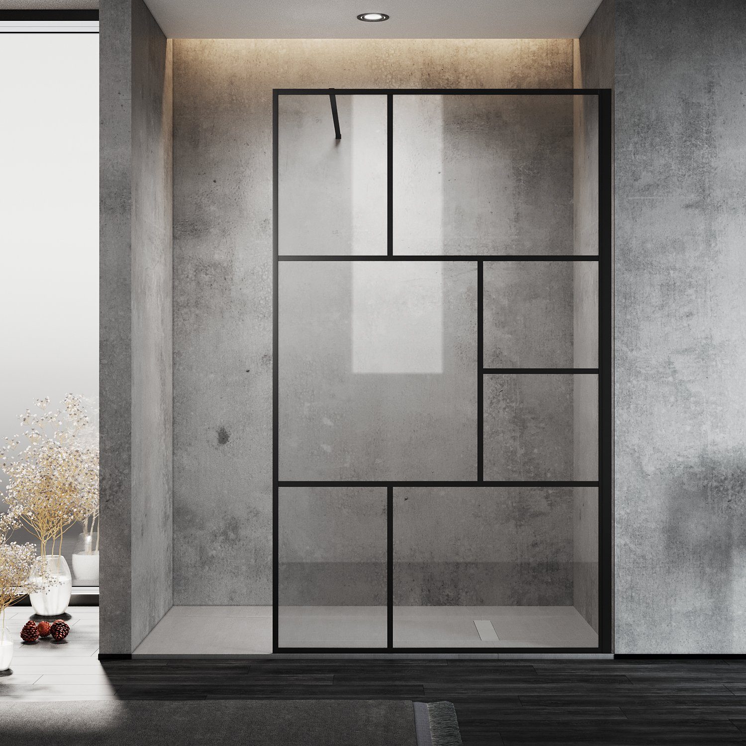 SONNI Walk-in-Dusche Walk in Duschwand Duschabtrennung 100-120 x 200 cm 8mm NANO-Glas, 8mm Einscheibensicherheitsglas mit Nano Beschichtung, 8mm Einscheibensich – Bild 4 von 5