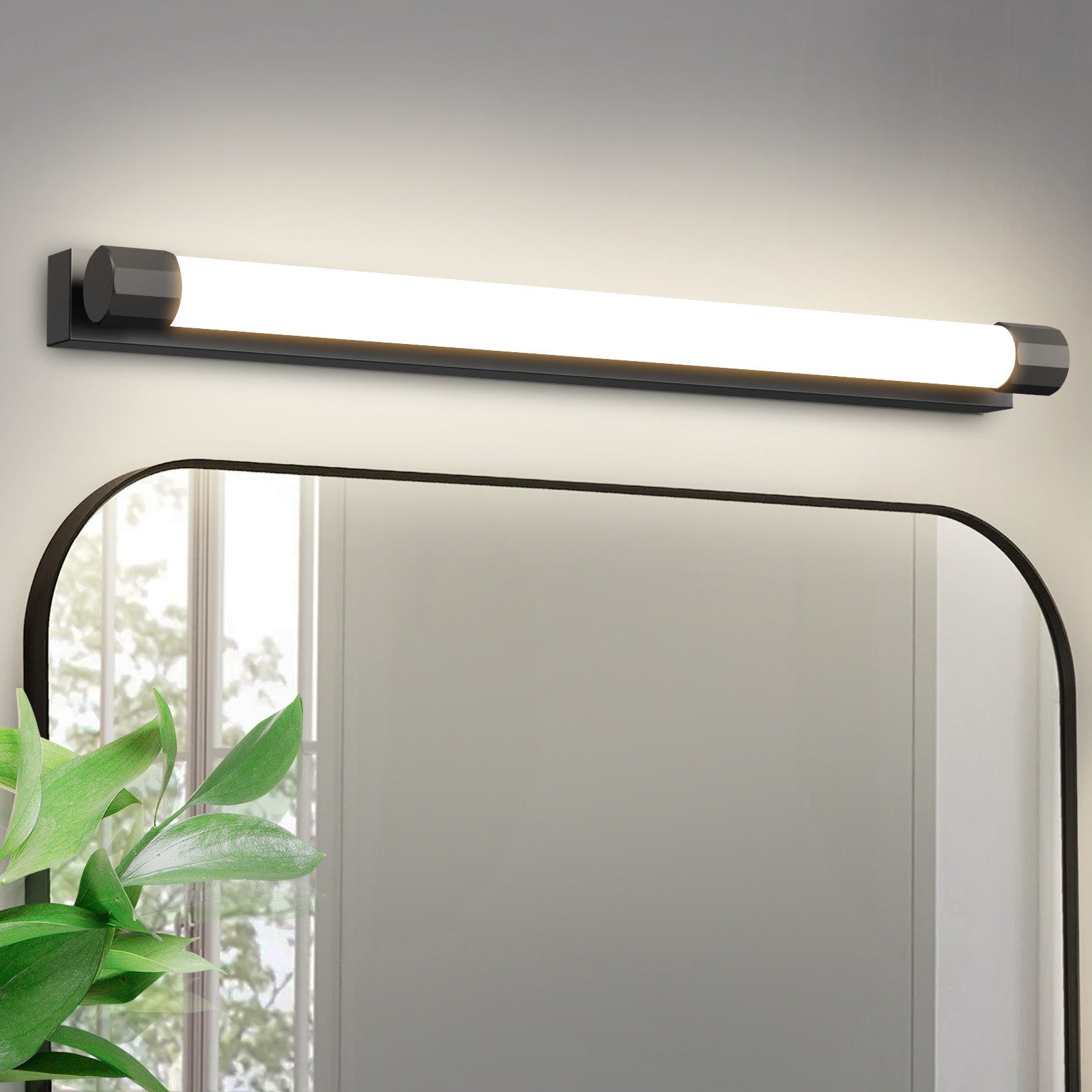 Nettlife LED Spiegelleuchte Schwarz Moderne Badezimmerleuchte 50cm10W 3000/4000K, LED fest integriert, für Flur Wohnzimmer Badezimmerspiegel