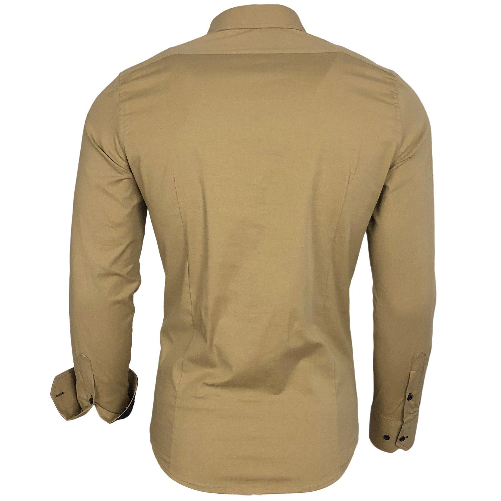 Baxboy Langarmhemd Baxboy Herren Kontrast Hemden Business Freizeit modernes Hemd B-500