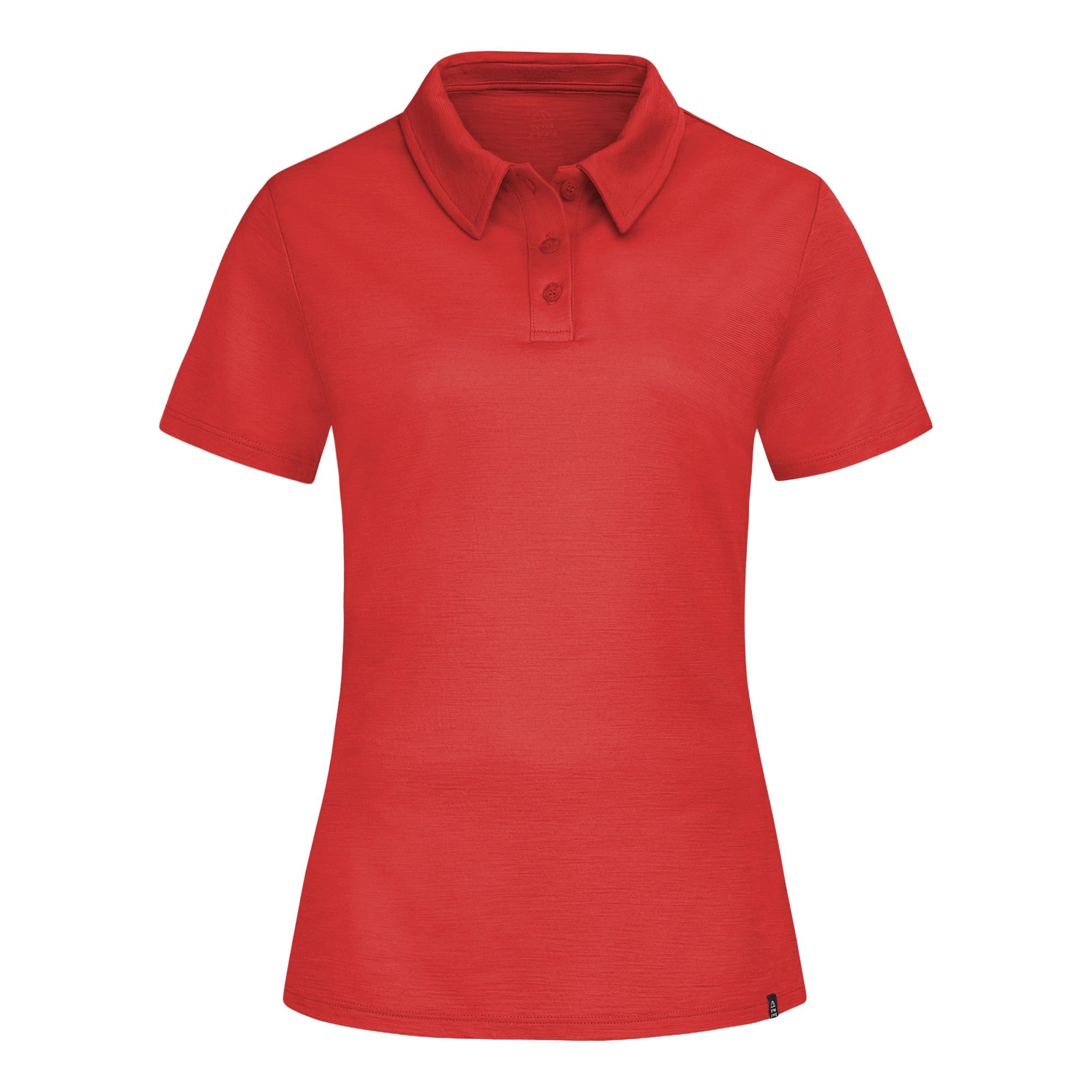 Tom Fyfe Poloshirt TOM FYFE Merino Poloshirt Damen Slim Fit Coral Red / 2XL